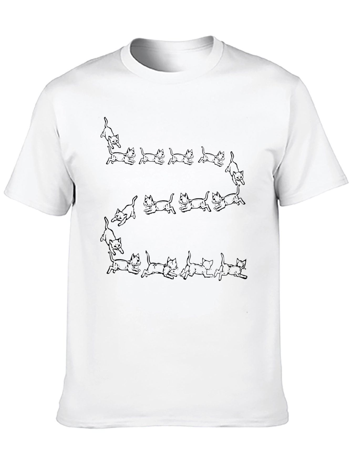 Mens Black Cat Print T-Shirt