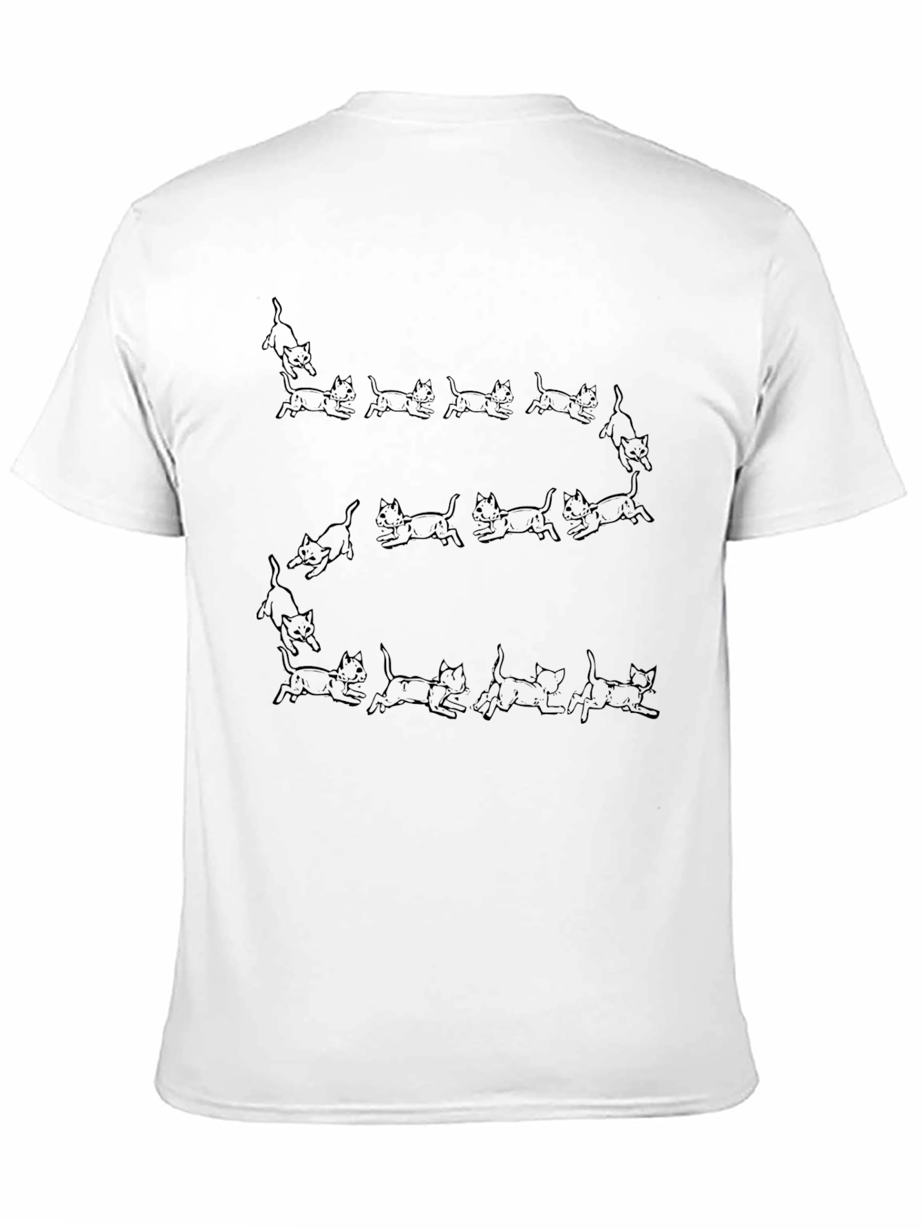 Mens Black Cat Print T-Shirt