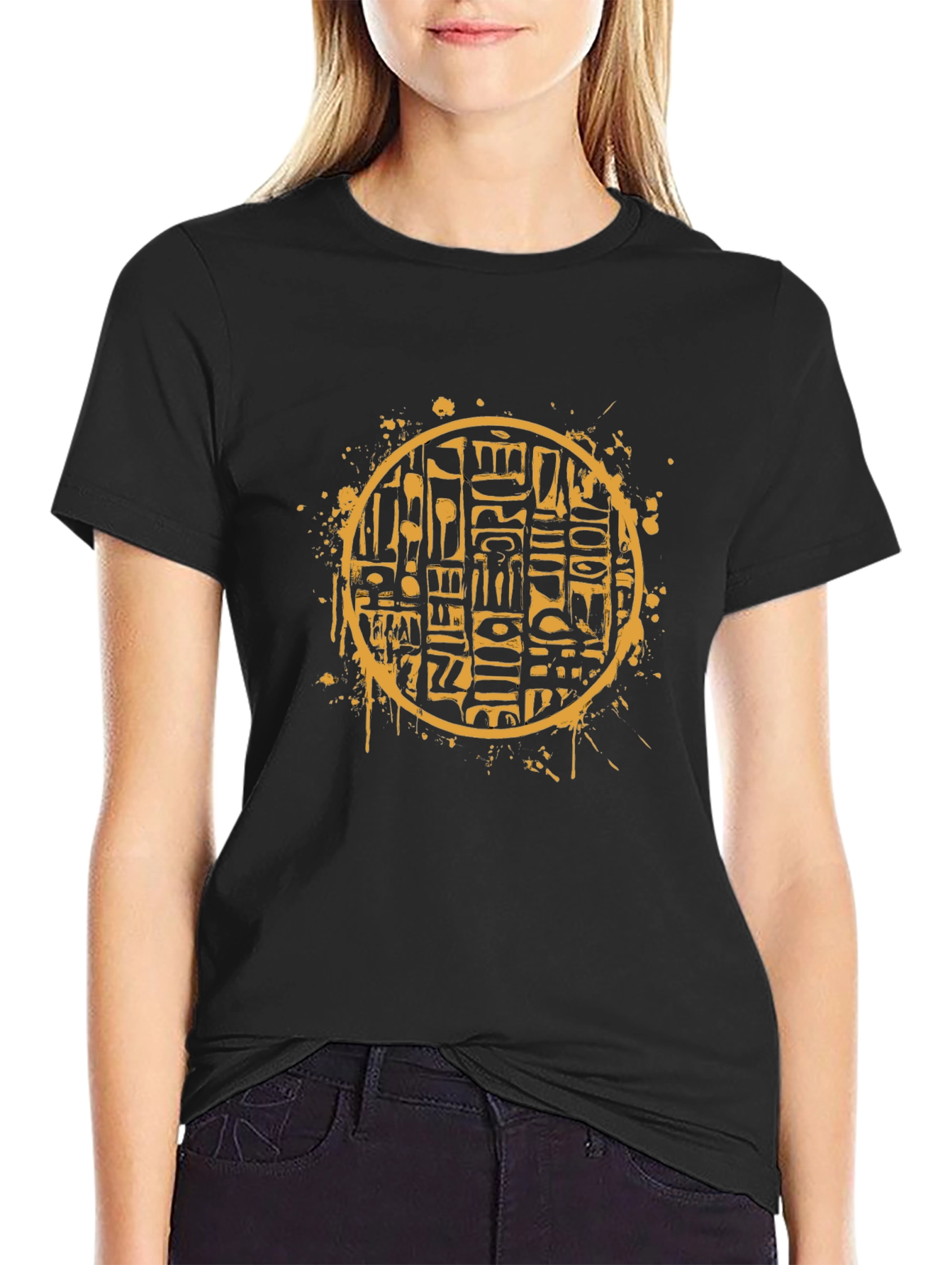 Hieroglyphic Circle Graphic Tee - Black