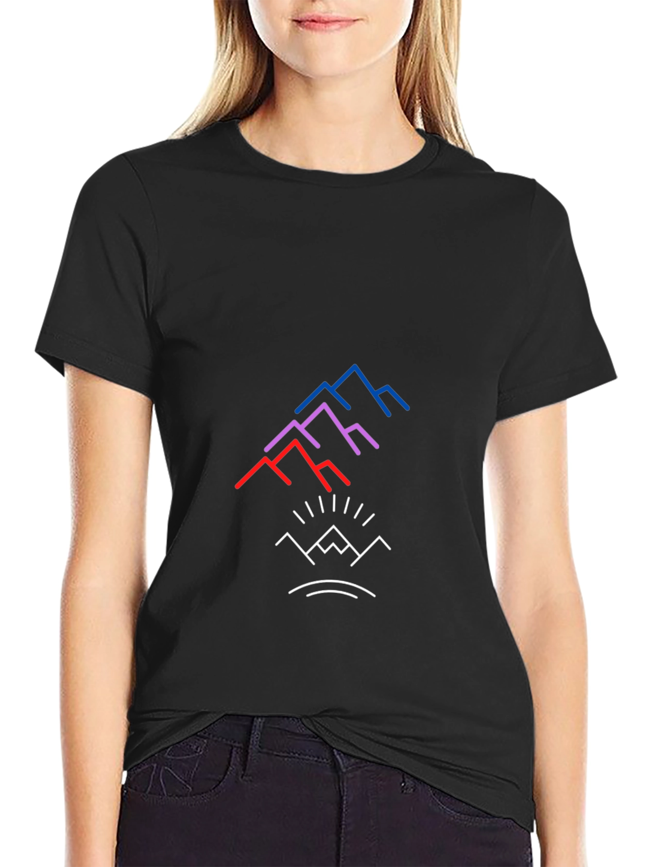 Modern Mountain Graphic Tee - Black
