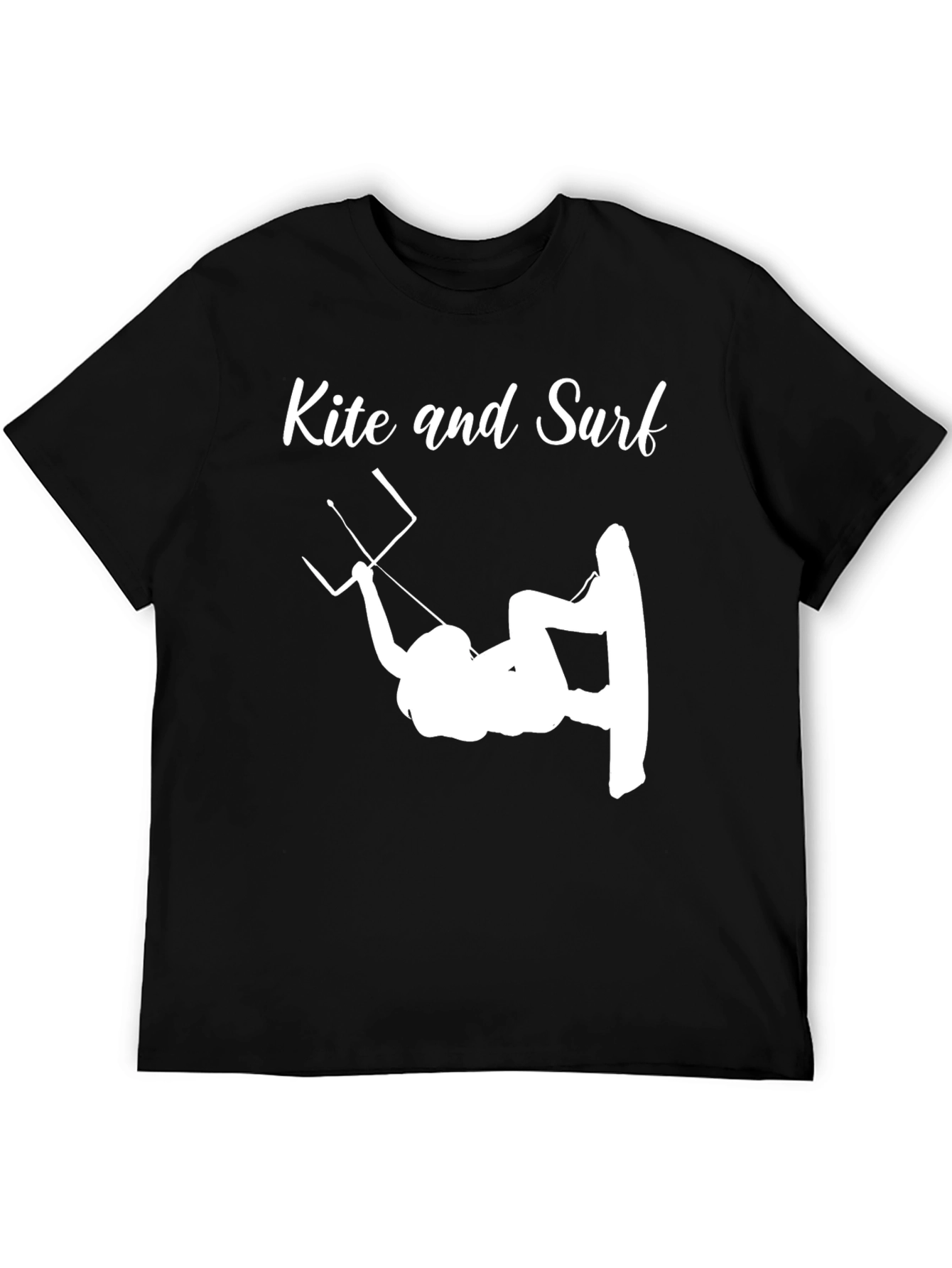 Kite and Surf Graphic Tee - Stylish Black T-Shirt