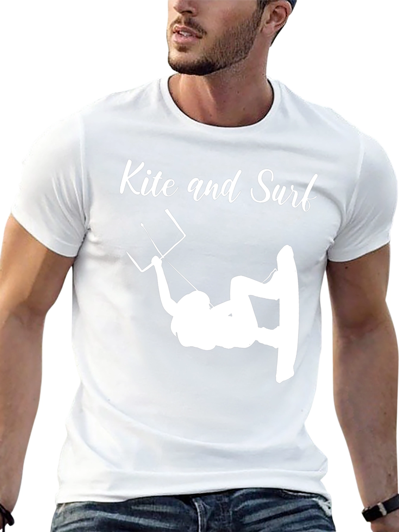 Kite and Surf Graphic Tee - Stylish Black T-Shirt
