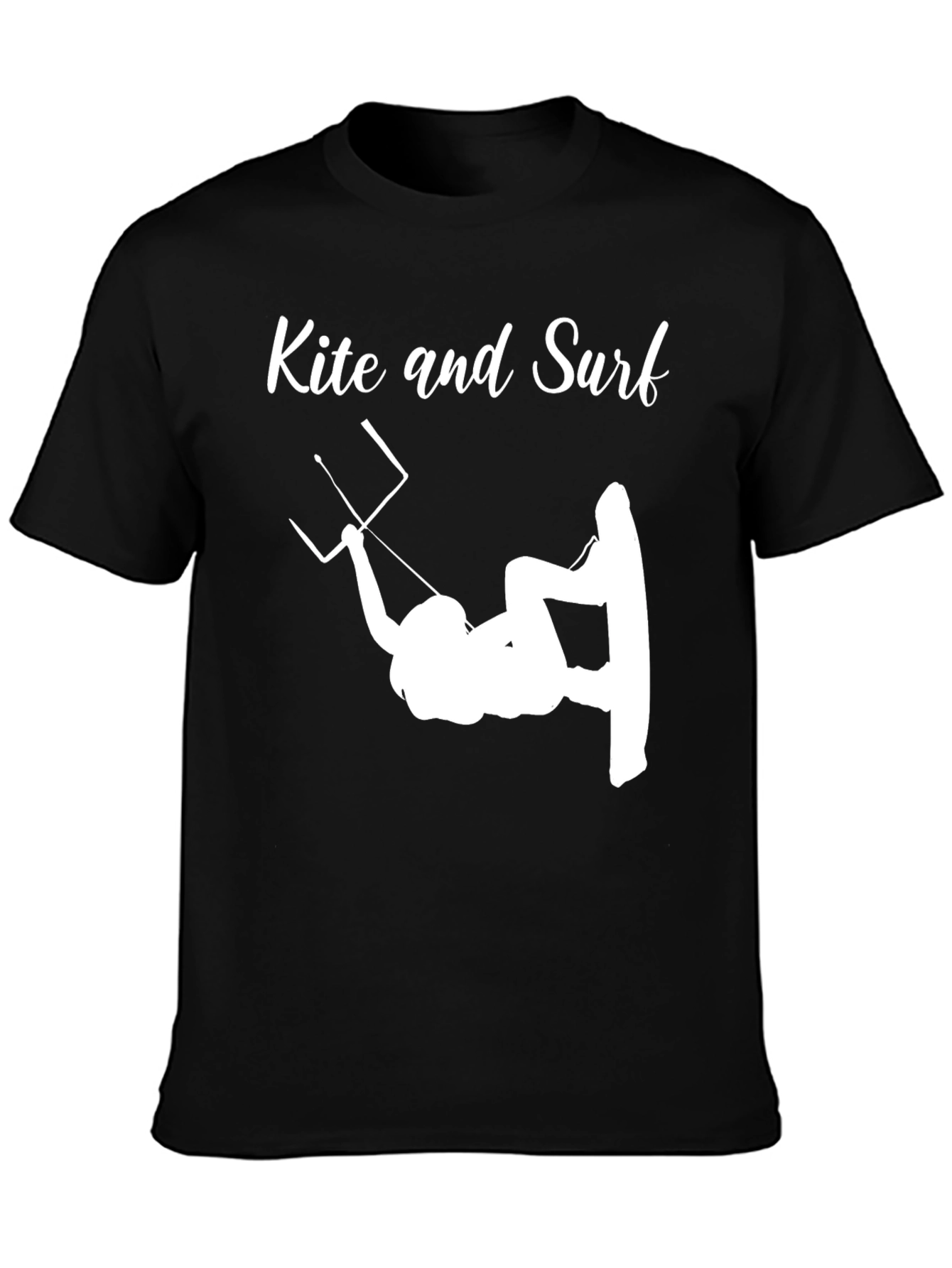 Kite and Surf Graphic Tee - Stylish Black T-Shirt