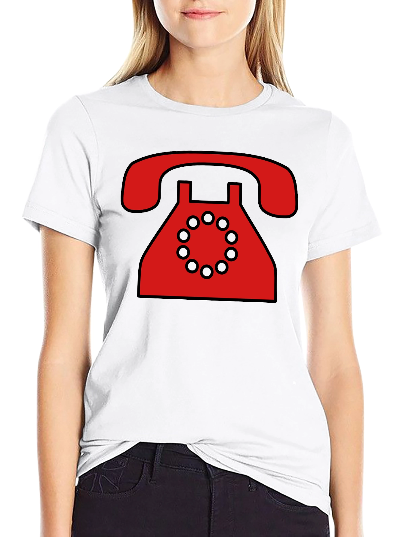 Retro Rotary Phone Graphic T-Shirt - Black