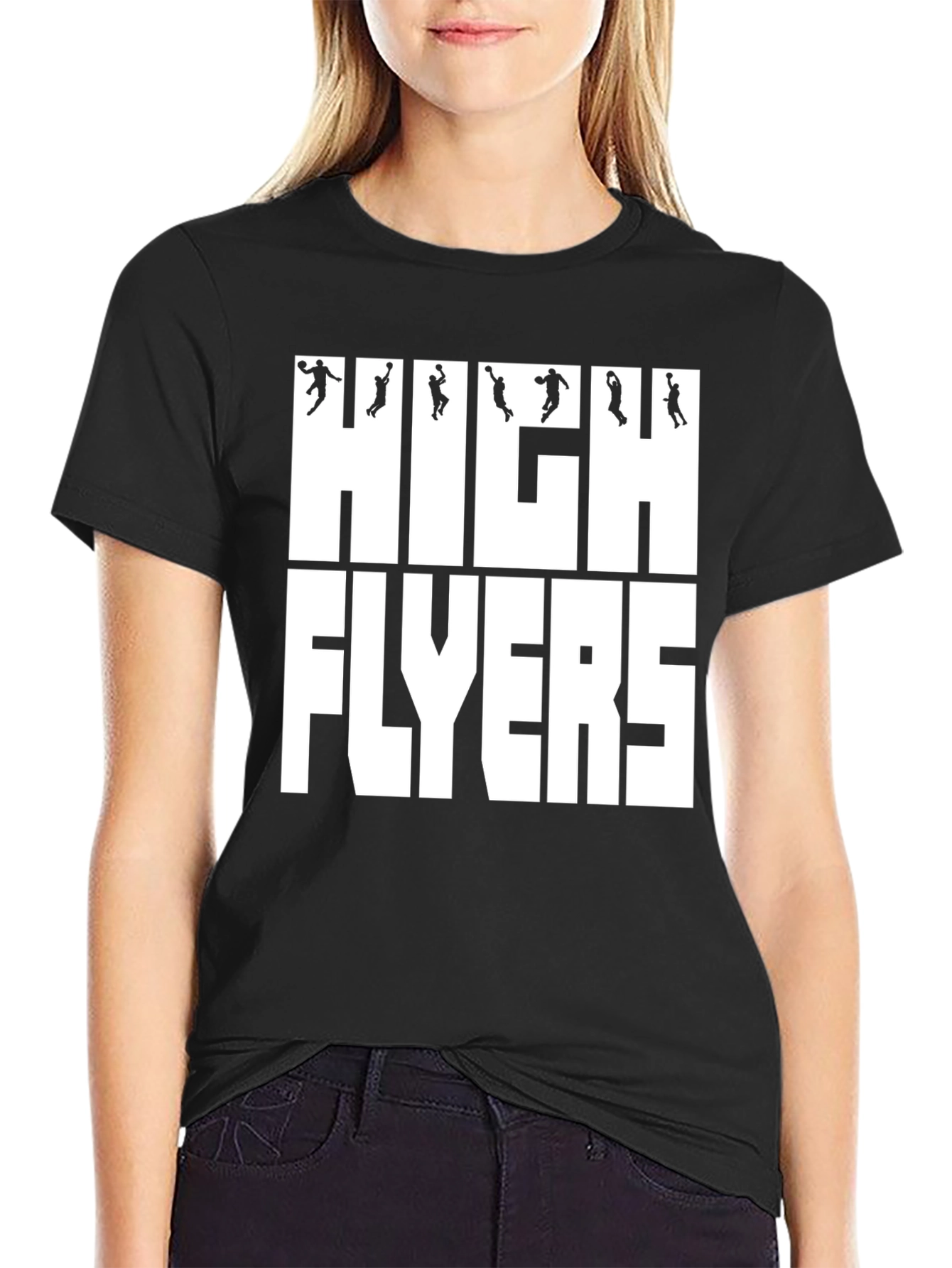 High Flyers Basketball Graphic Tee - Black Cotton