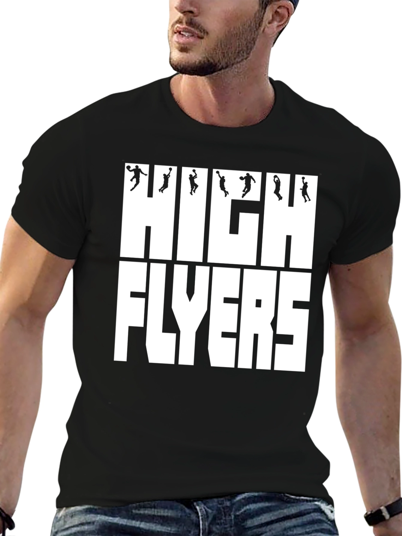 High Flyers Basketball Graphic Tee - Black Cotton