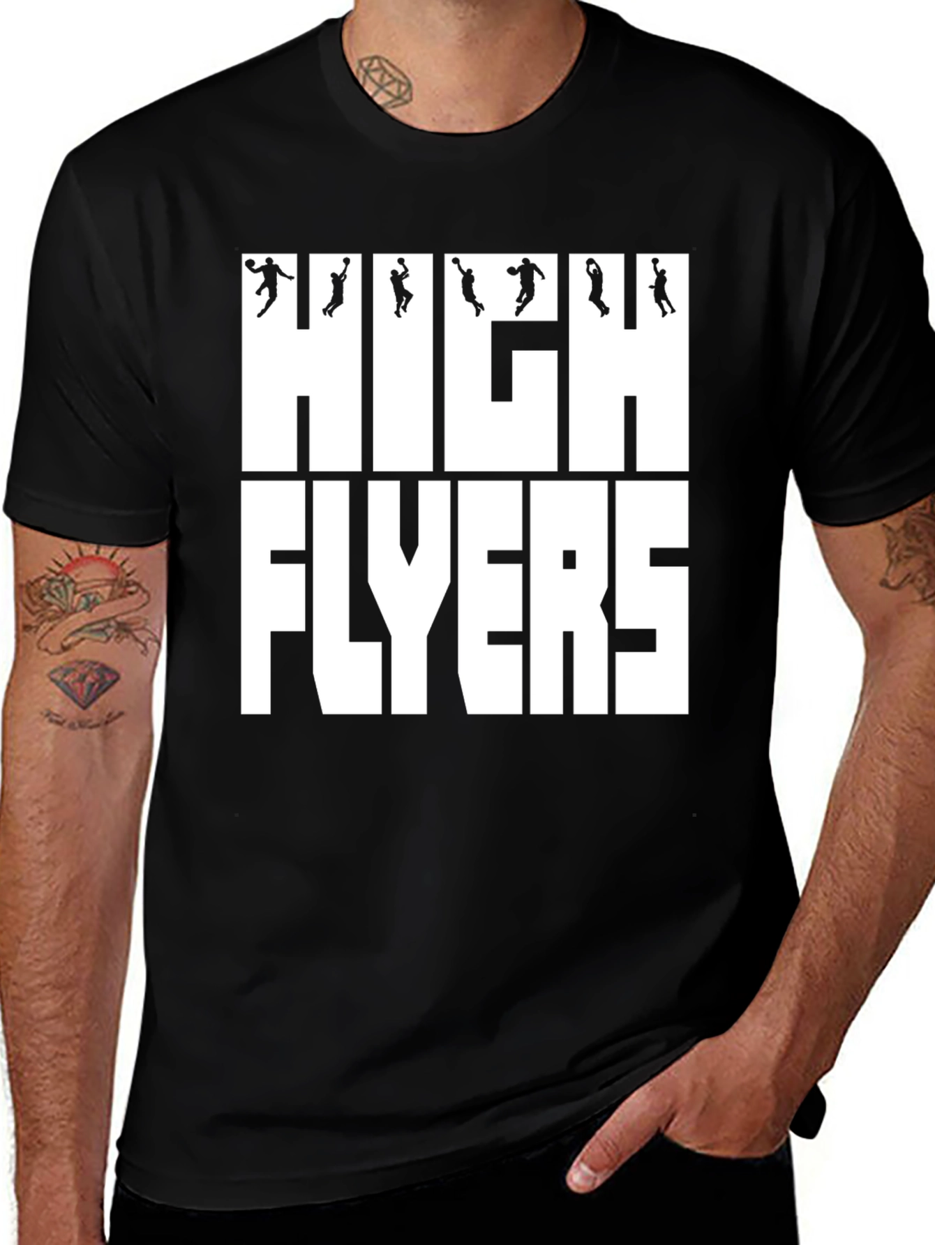 High Flyers Basketball Graphic Tee - Black Cotton