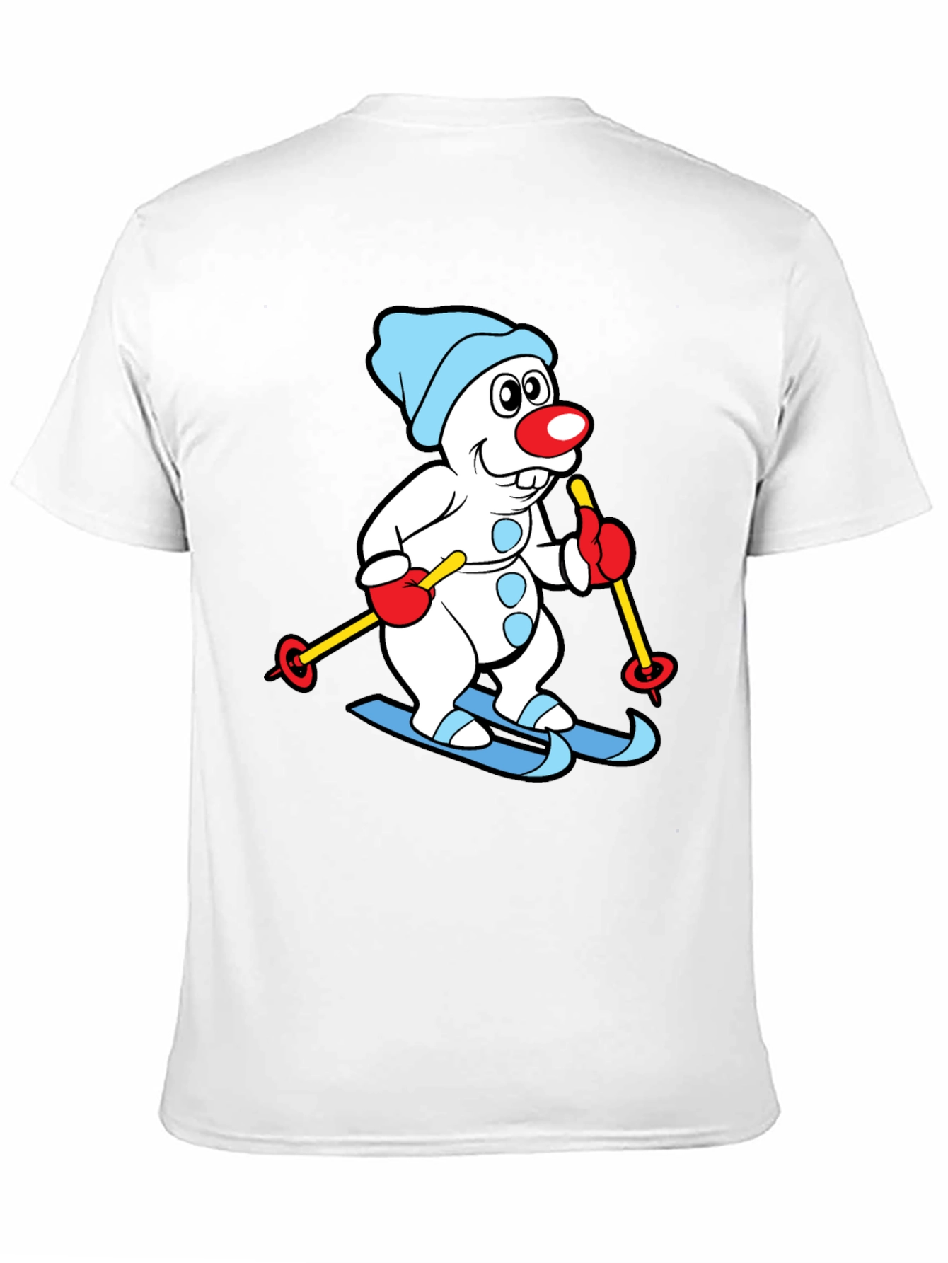 Skiing Snowman Graphic Tee - Black Cotton Blend Shirt