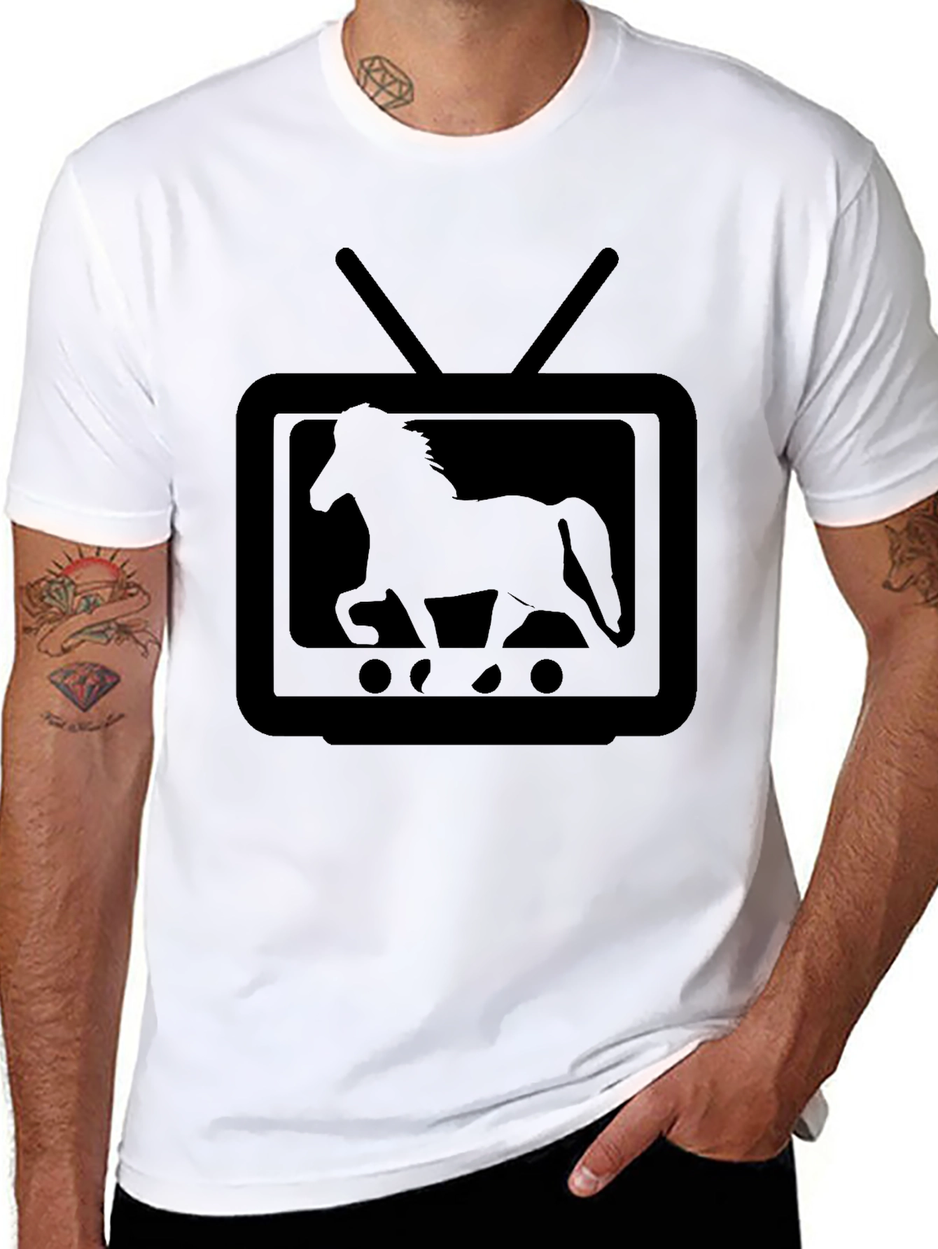 Horse TV Graphic Tee - Black T-Shirt