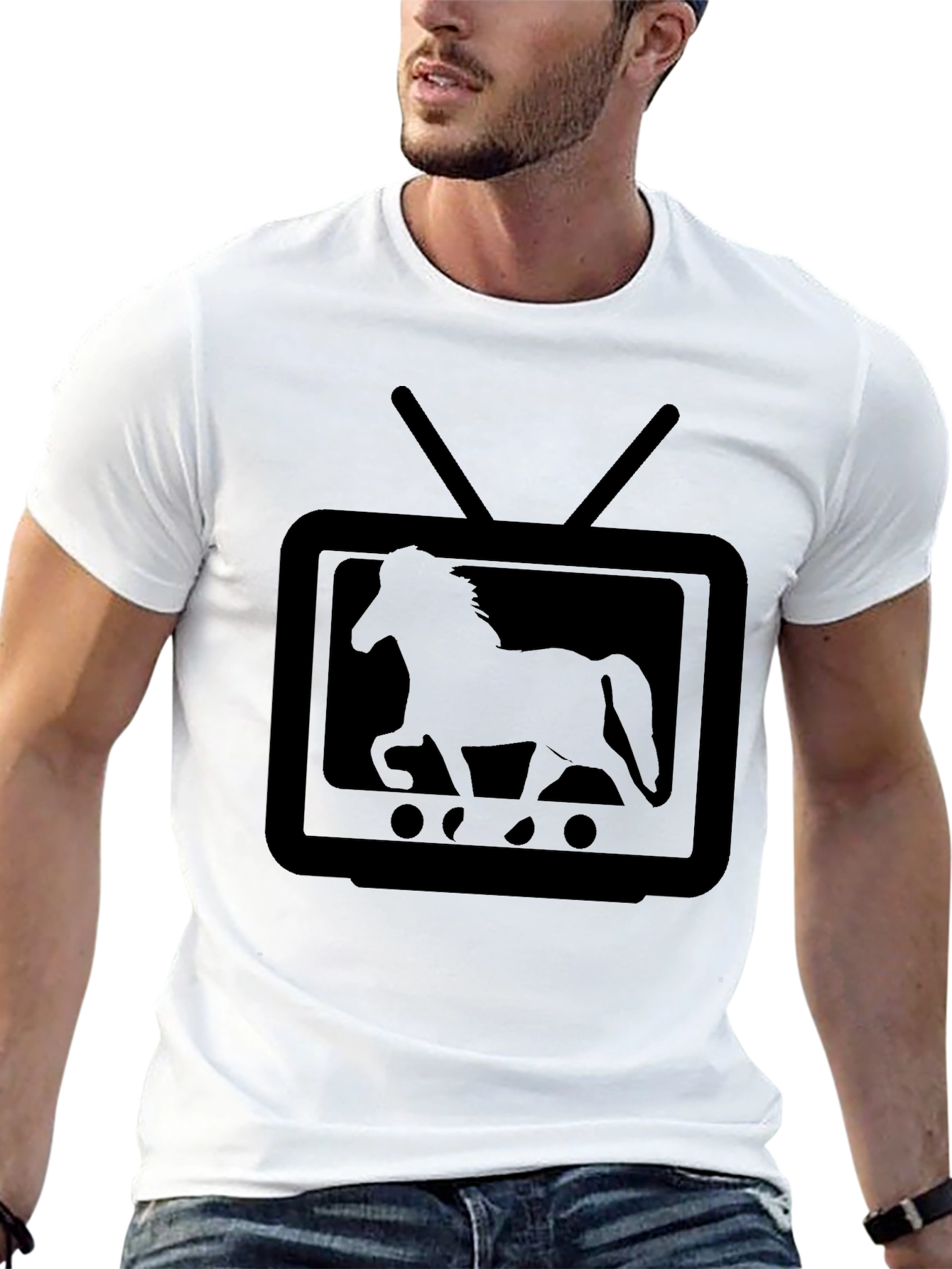 Horse TV Graphic Tee - Black T-Shirt