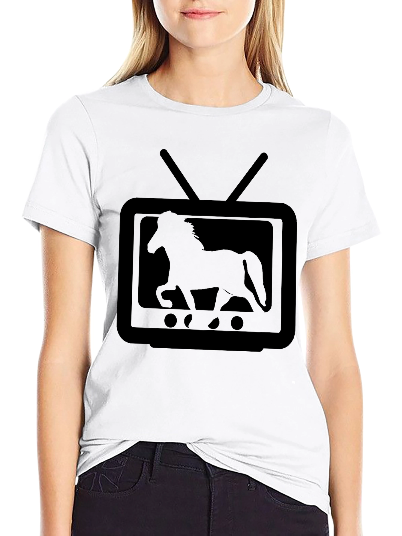 Horse TV Graphic Tee - Black T-Shirt
