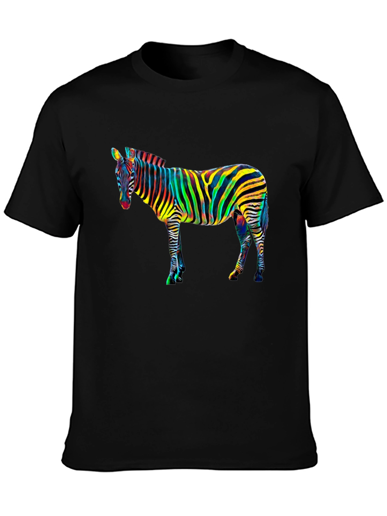 Psychedelic Zebra Graphic Tee - Mens Black T-Shirt