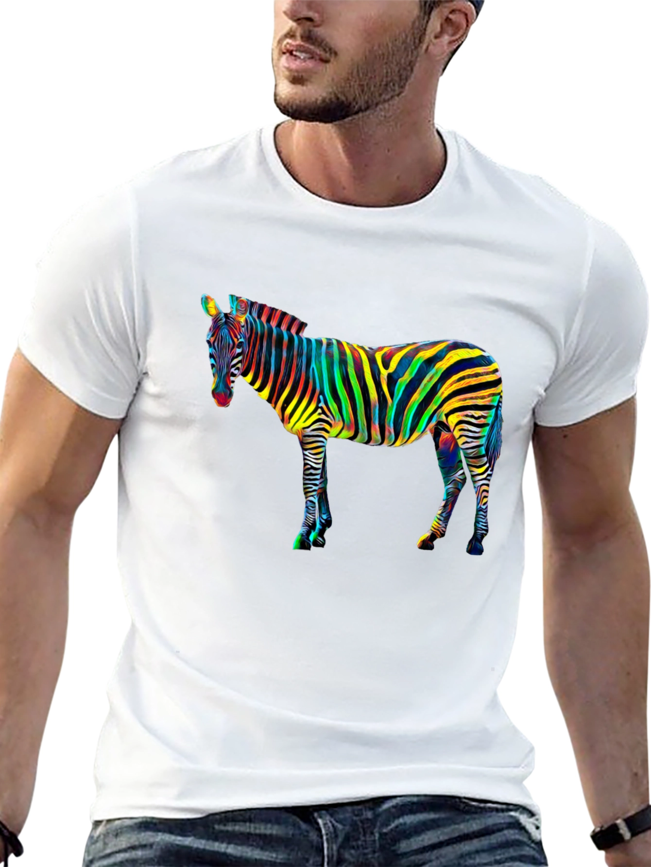 Psychedelic Zebra Graphic Tee - Mens Black T-Shirt