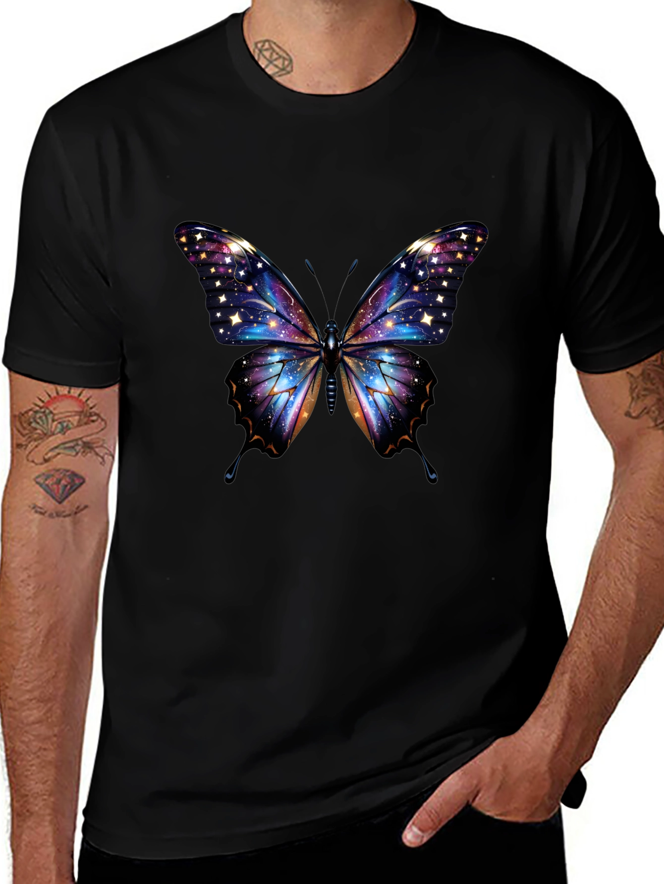 Galaxy Butterfly Graphic Tee - Unique Cosmic Design
