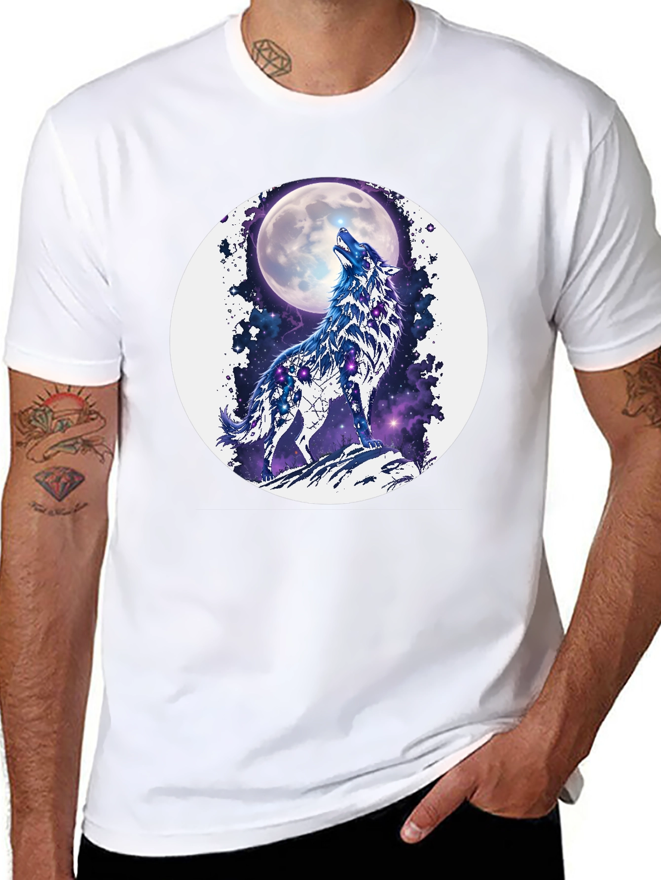 Wolf Moon Galaxy Graphic T-Shirt