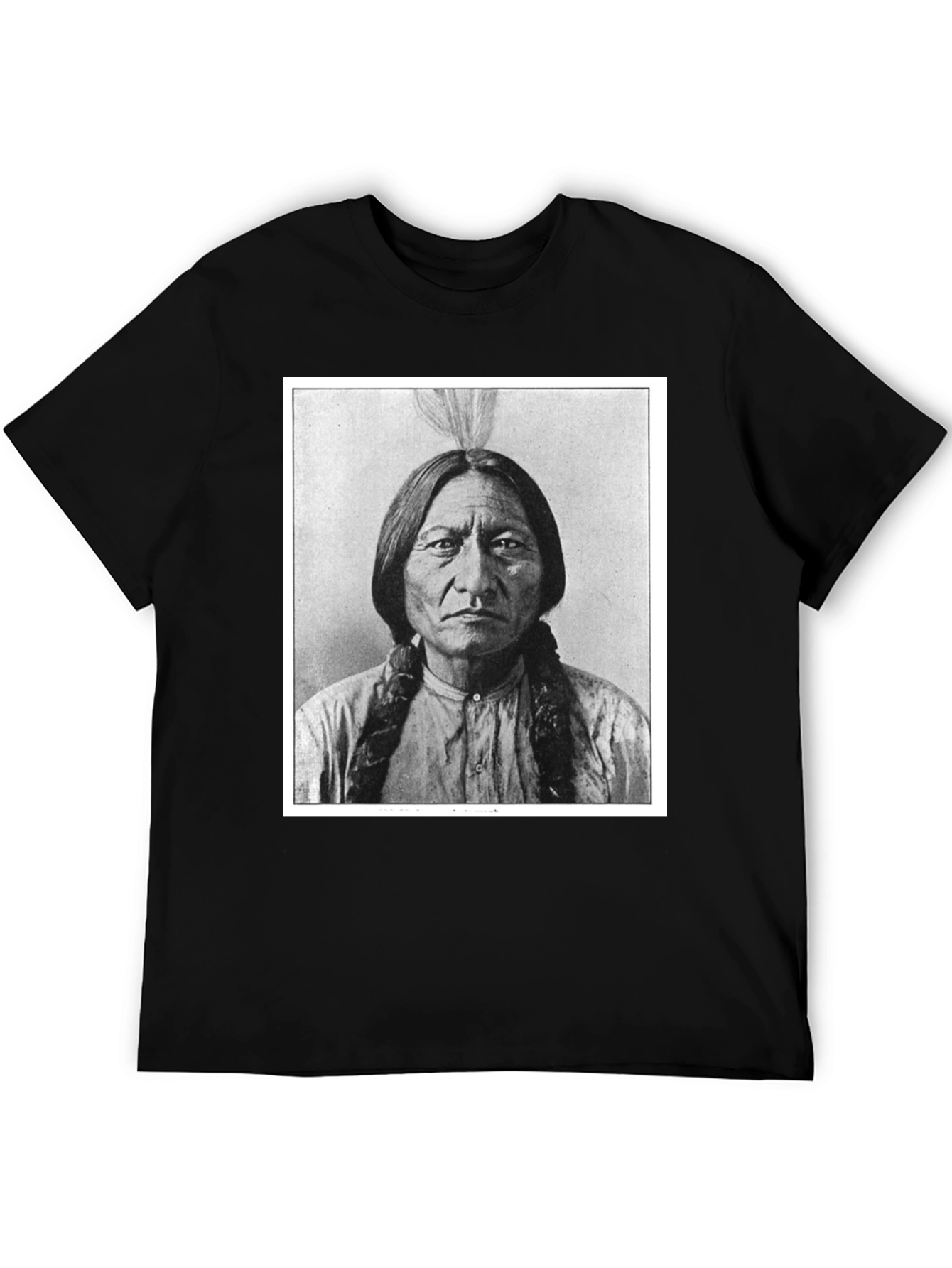 Sitting Bull Portrait T-Shirt - Black Cotton Tee