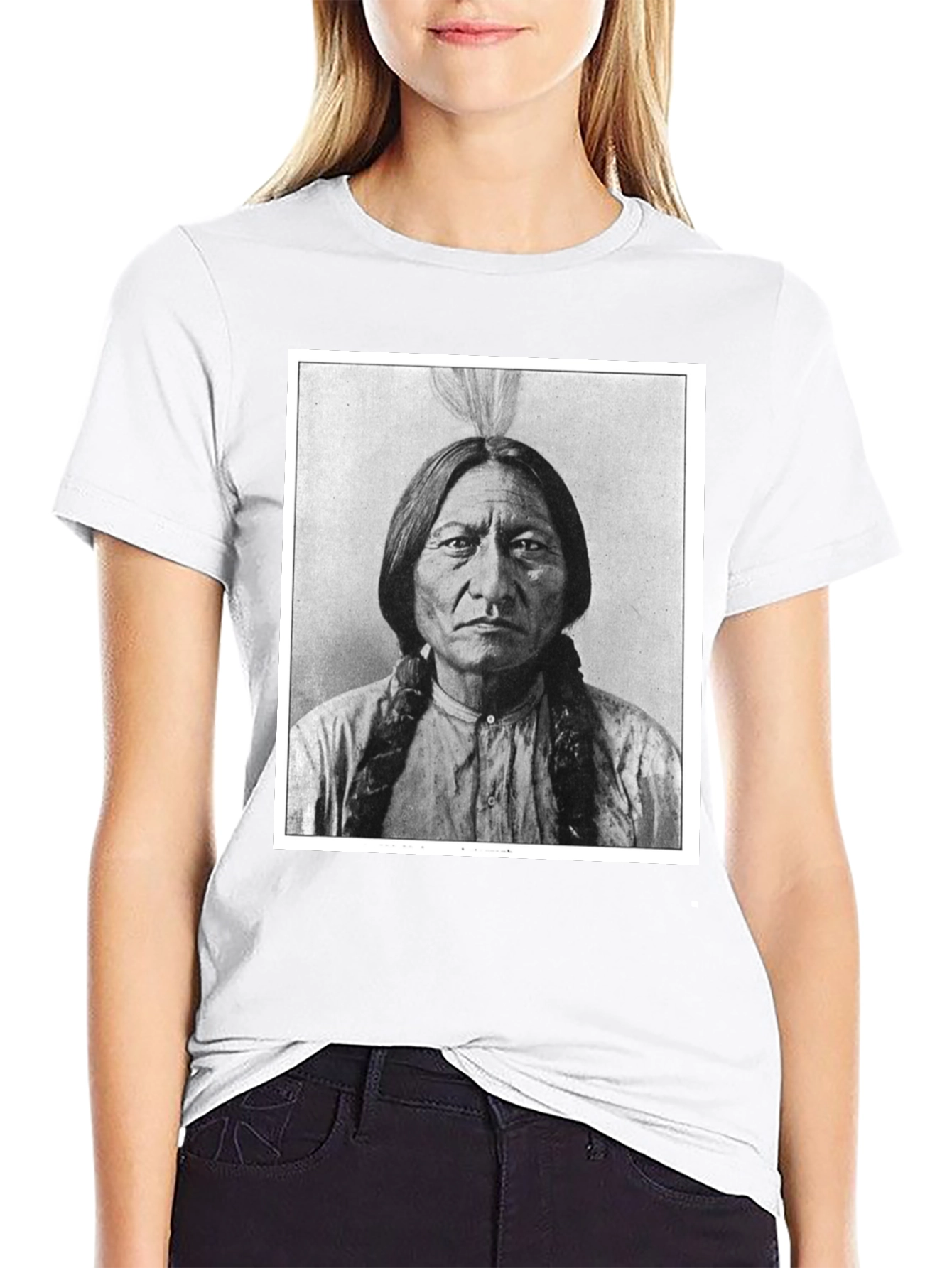 Sitting Bull Portrait T-Shirt - Black Cotton Tee