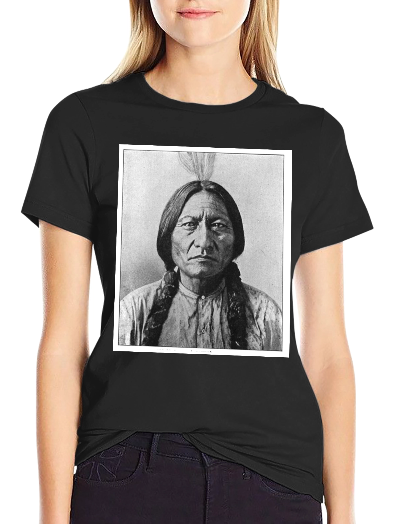 Sitting Bull Portrait T-Shirt - Black Cotton Tee