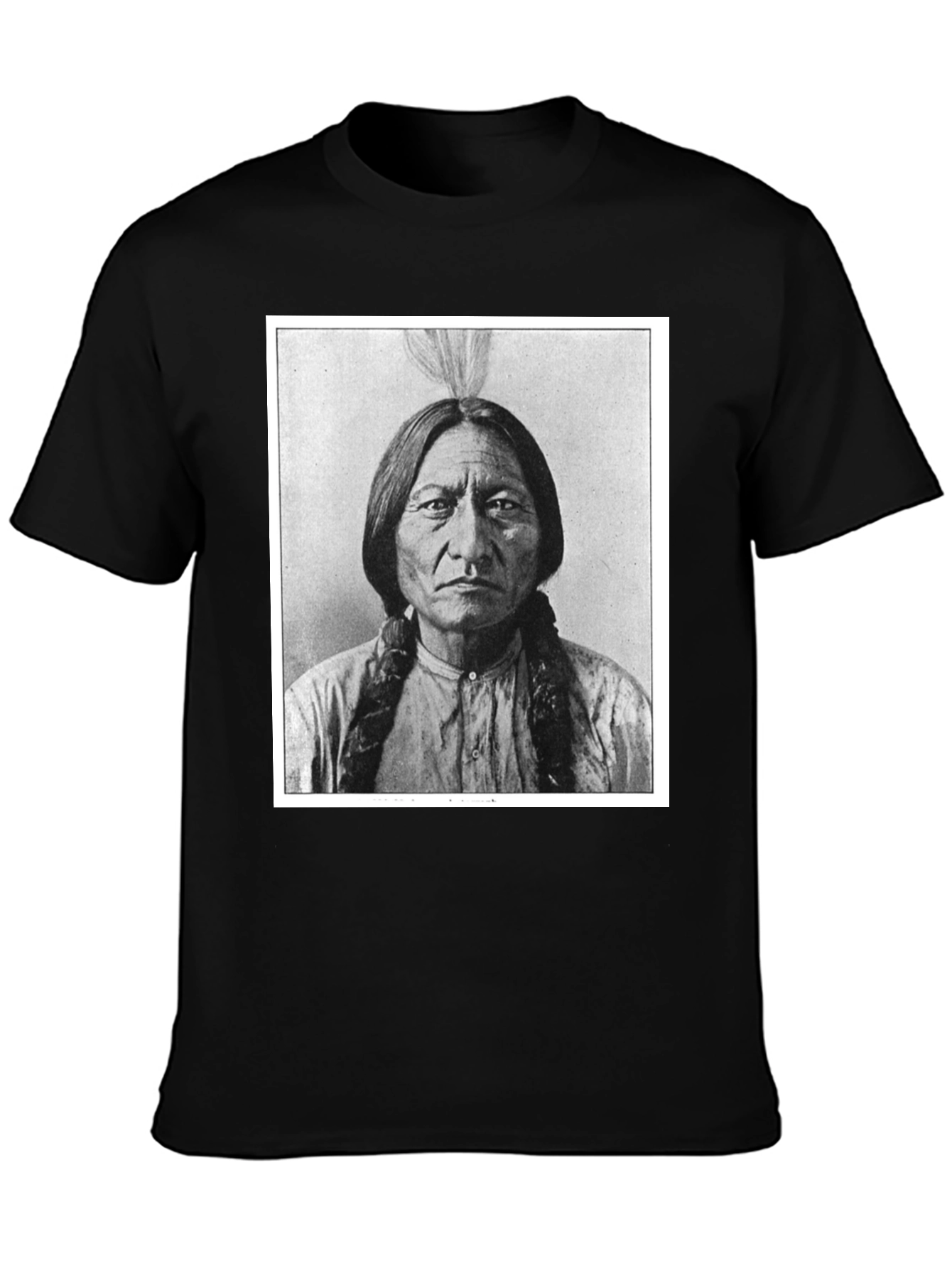 Sitting Bull Portrait T-Shirt - Black Cotton Tee