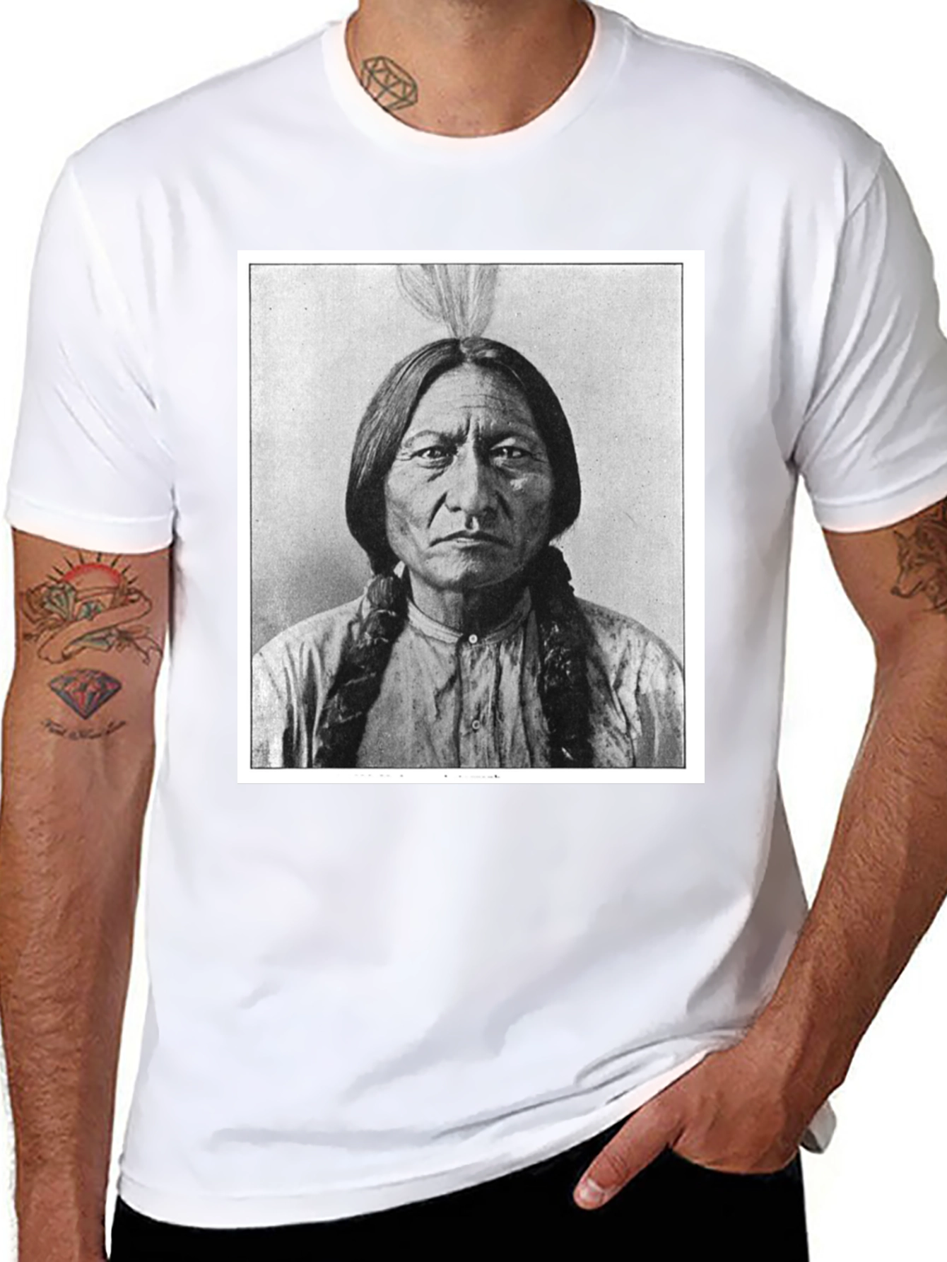 Sitting Bull Portrait T-Shirt - Black Cotton Tee