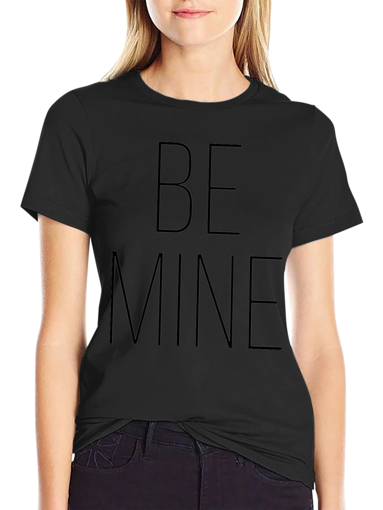 Be Mine Graphic Tee - Black Crew Neck