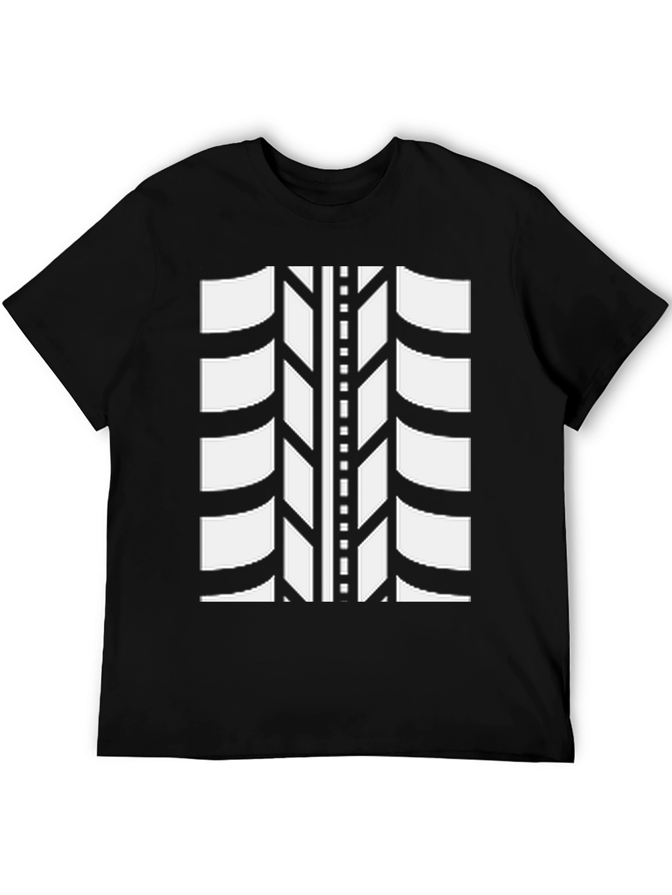 Tire Tread Graphic Tee - Black Cotton Blend