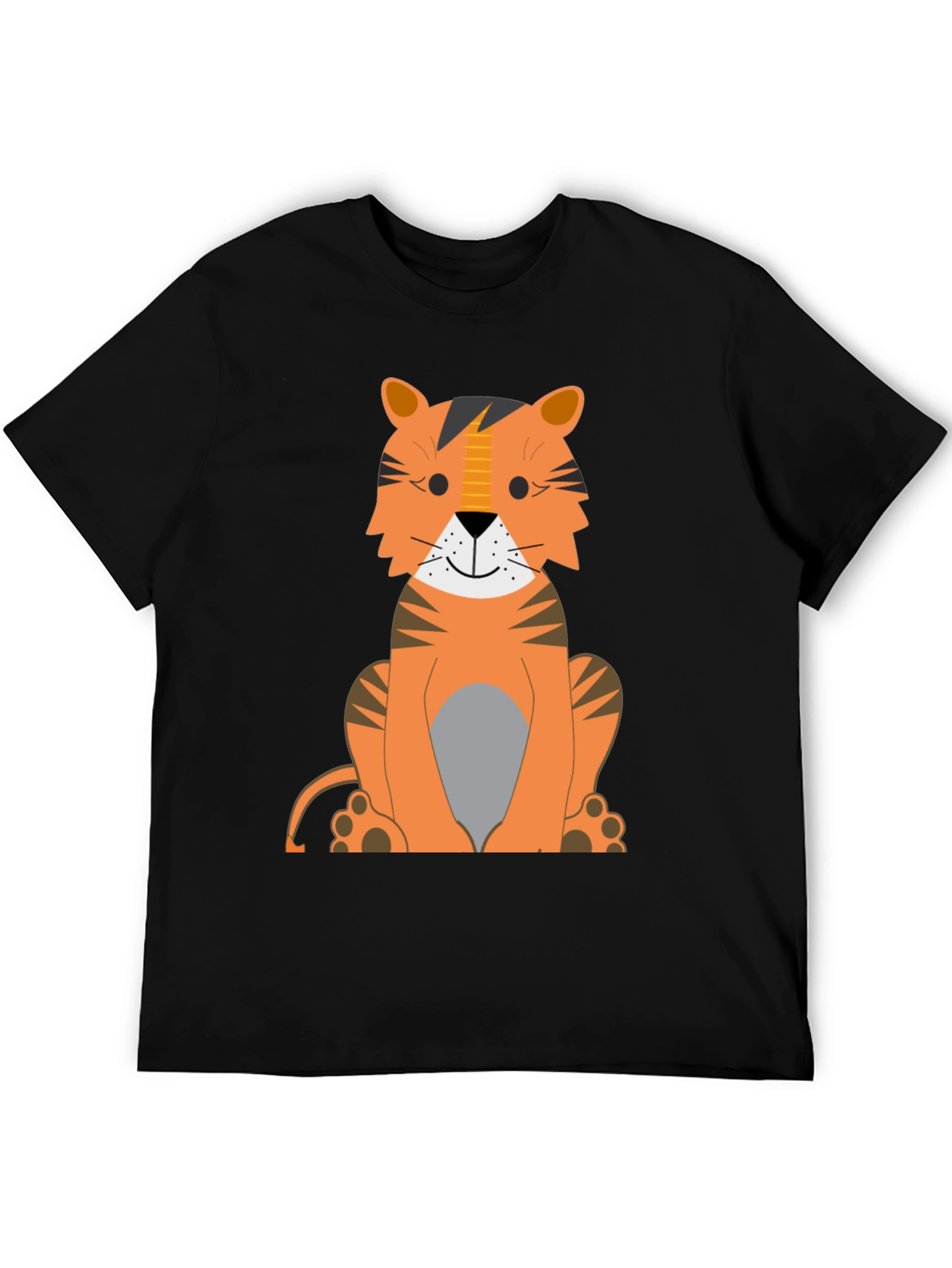 Cartoon Tiger Graphic Tee - Black