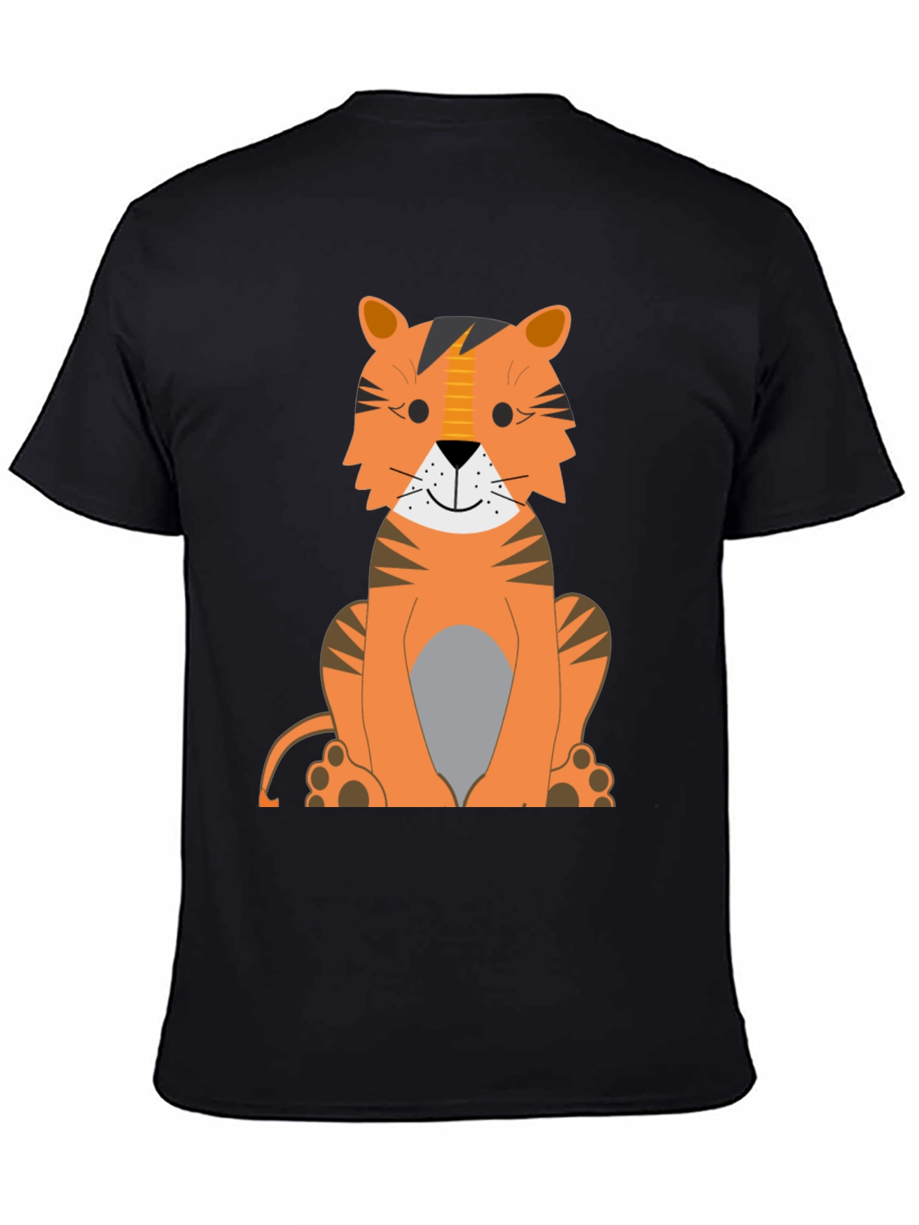 Cartoon Tiger Graphic Tee - Black