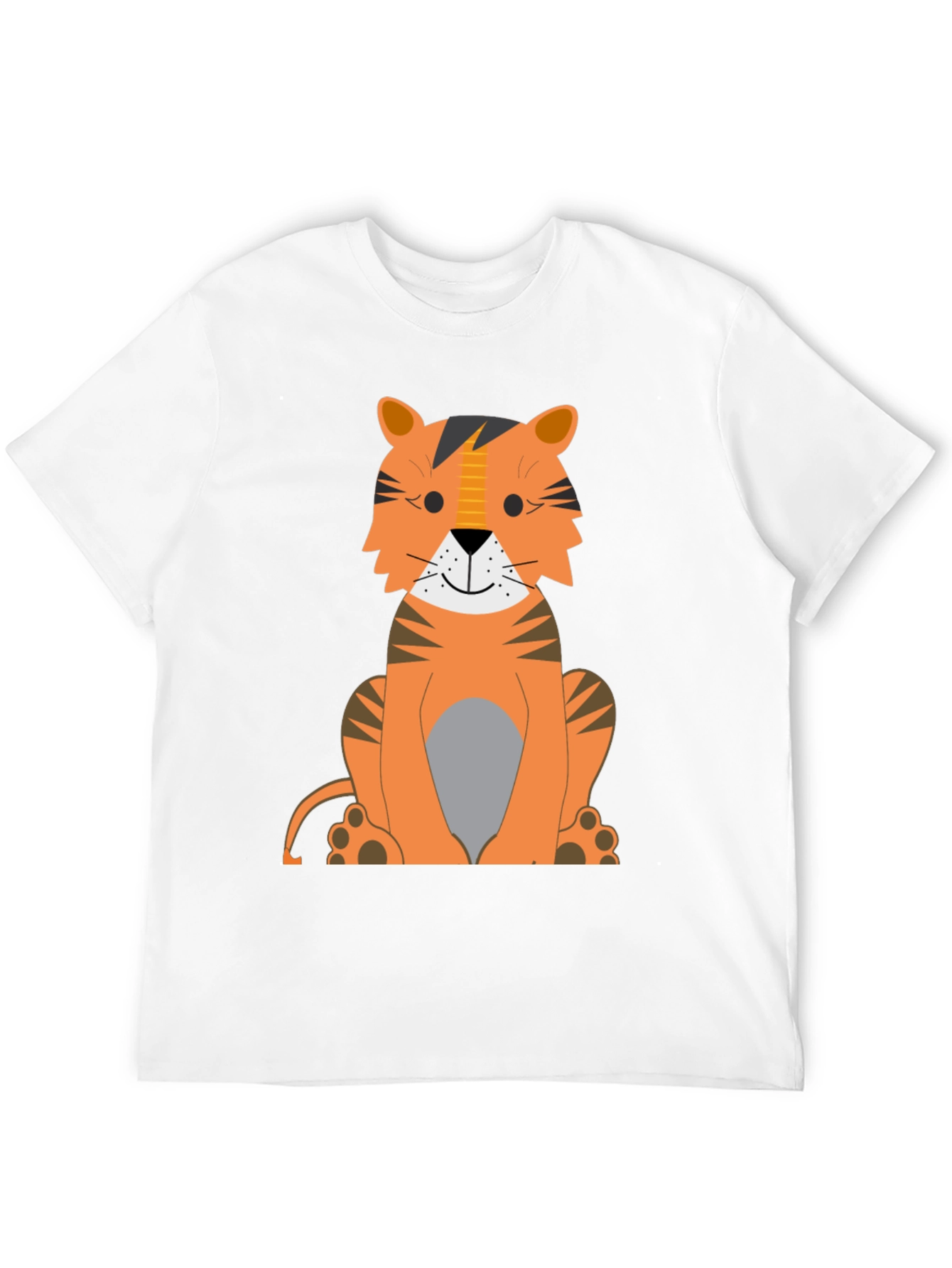 Cartoon Tiger Graphic Tee - Black