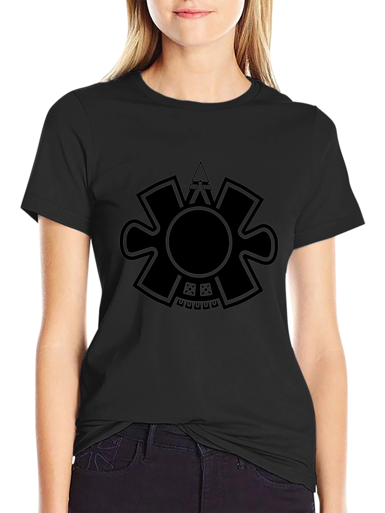 Aztec Sun Graphic Tee - Premium Black Cotton T-Shirt
