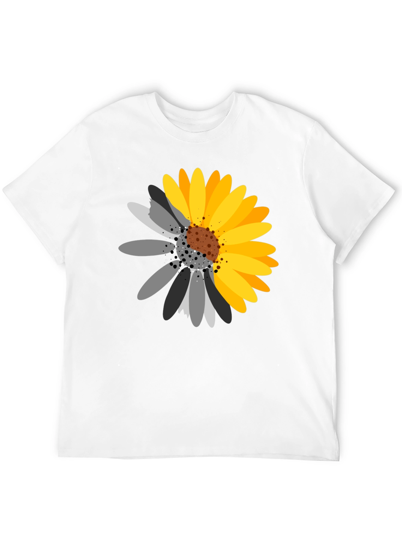 Black T-Shirt with Sunflower Graphic