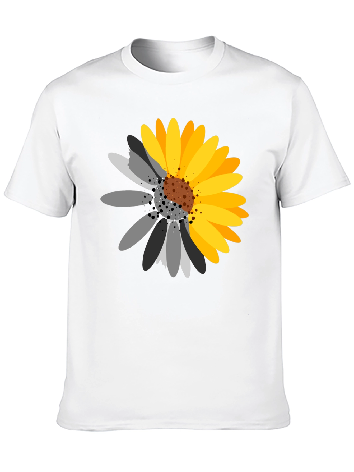 Black T-Shirt with Sunflower Graphic
