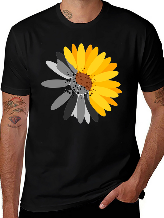 Black T-Shirt with Sunflower Graphic