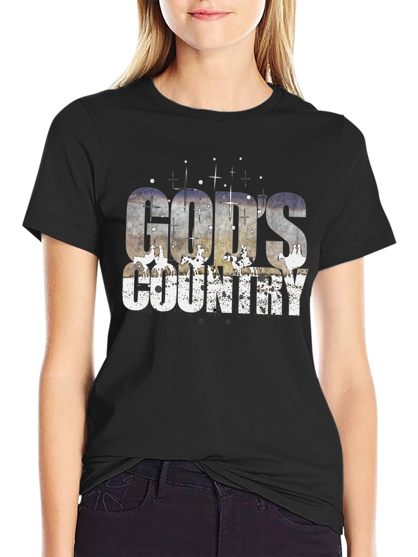 Gods Country Graphic Tee - Western Style Black T-Shirt