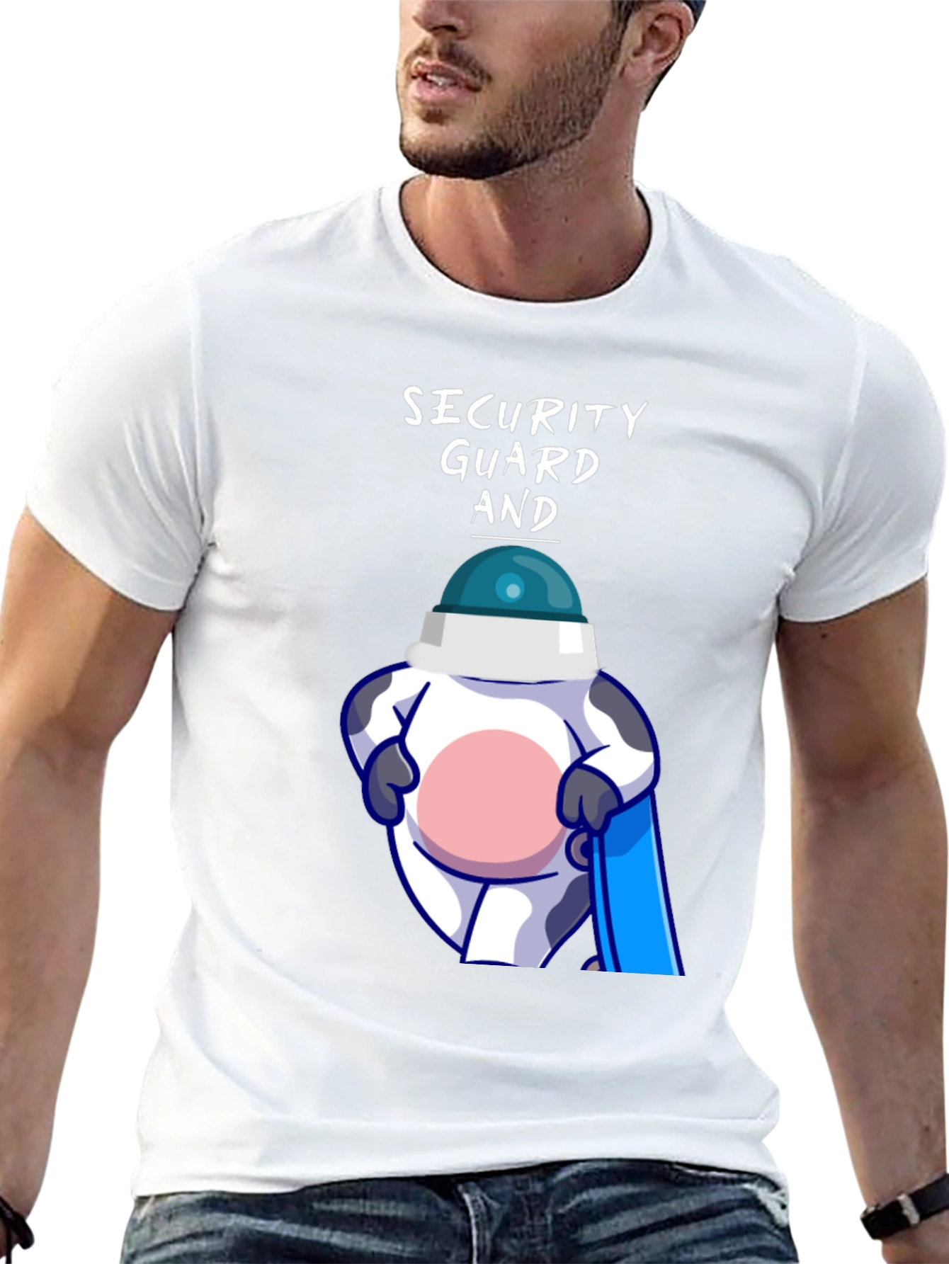 Security Guard Cow Graphic Tee - Funny & Unique