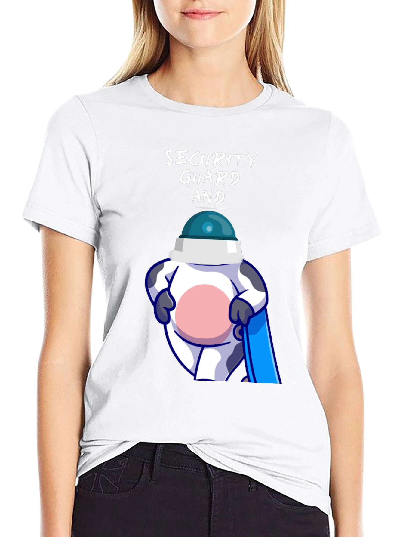 Security Guard Cow Graphic Tee - Funny & Unique