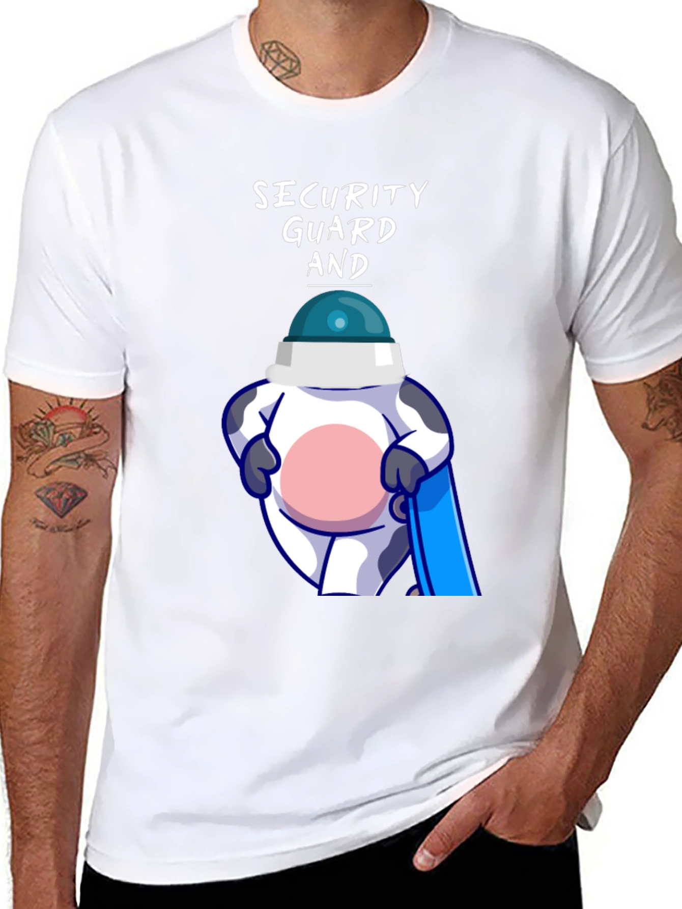 Security Guard Cow Graphic Tee - Funny & Unique