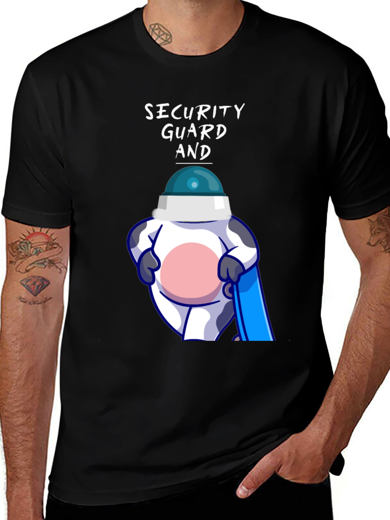 Security Guard Cow Graphic Tee - Funny & Unique