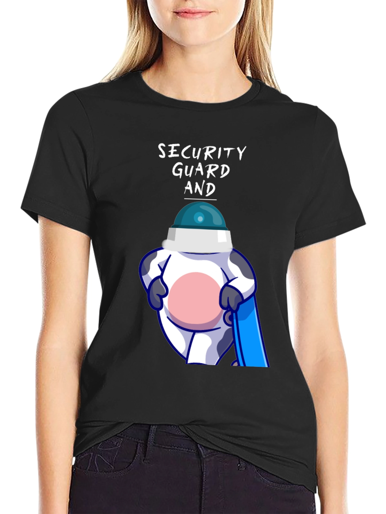 Security Guard Cow Graphic Tee - Funny & Unique