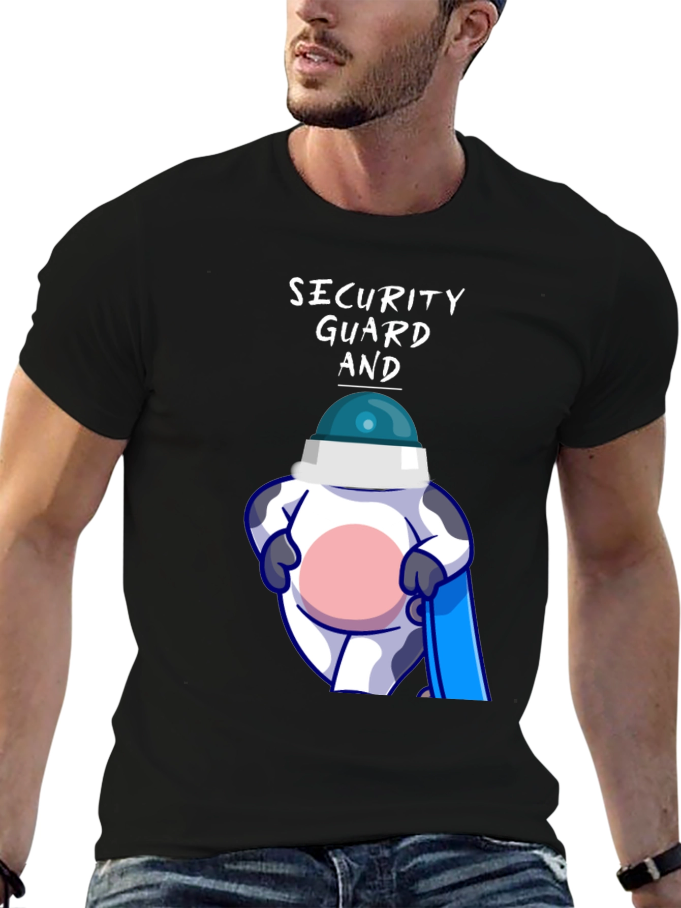 Security Guard Cow Graphic Tee - Funny & Unique