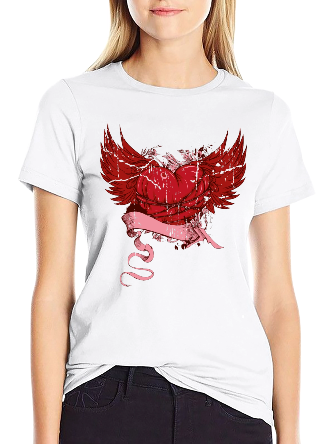 Winged Heart Graphic Tee - Edgy Style