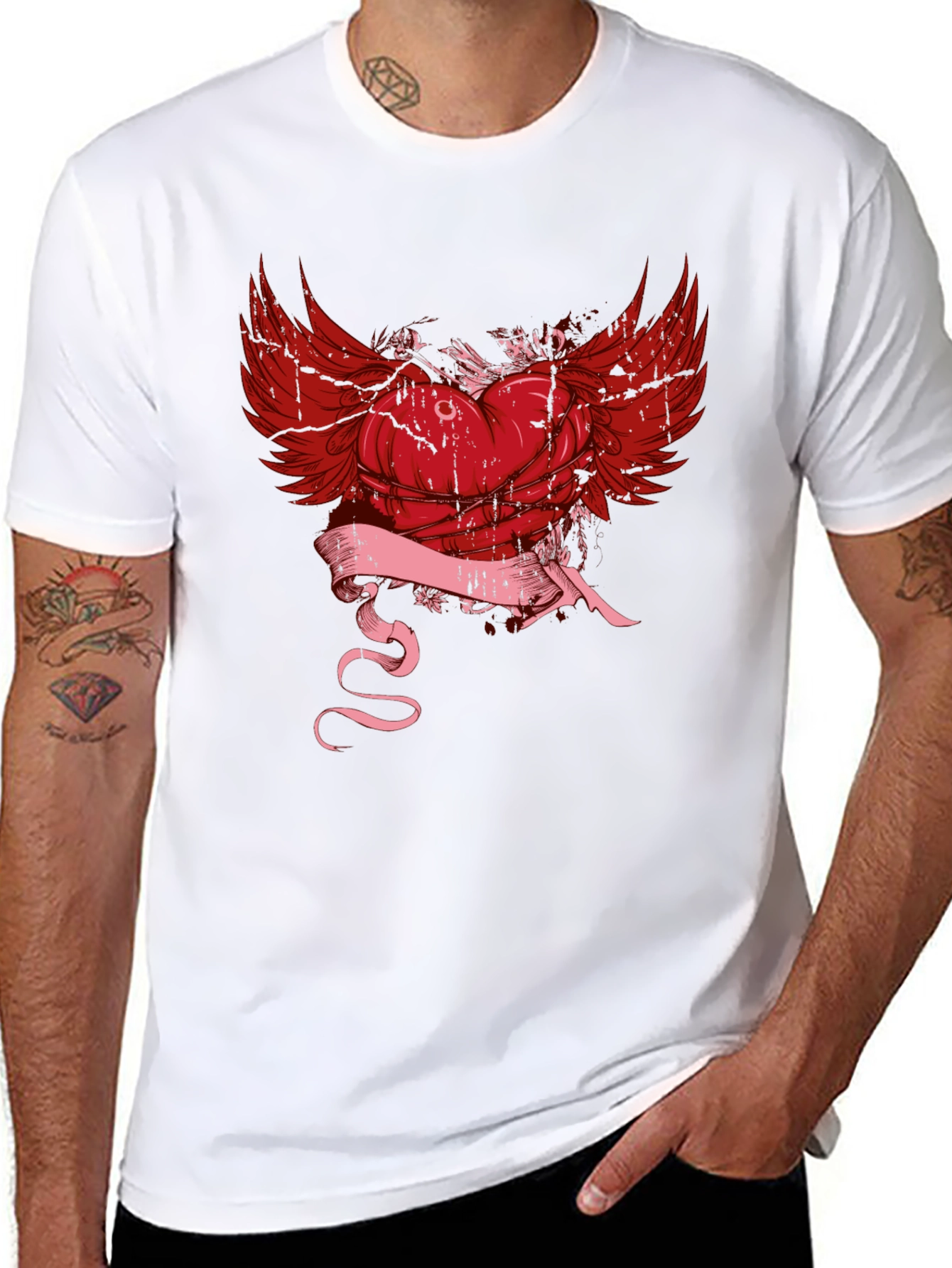 Winged Heart Graphic Tee - Edgy Style