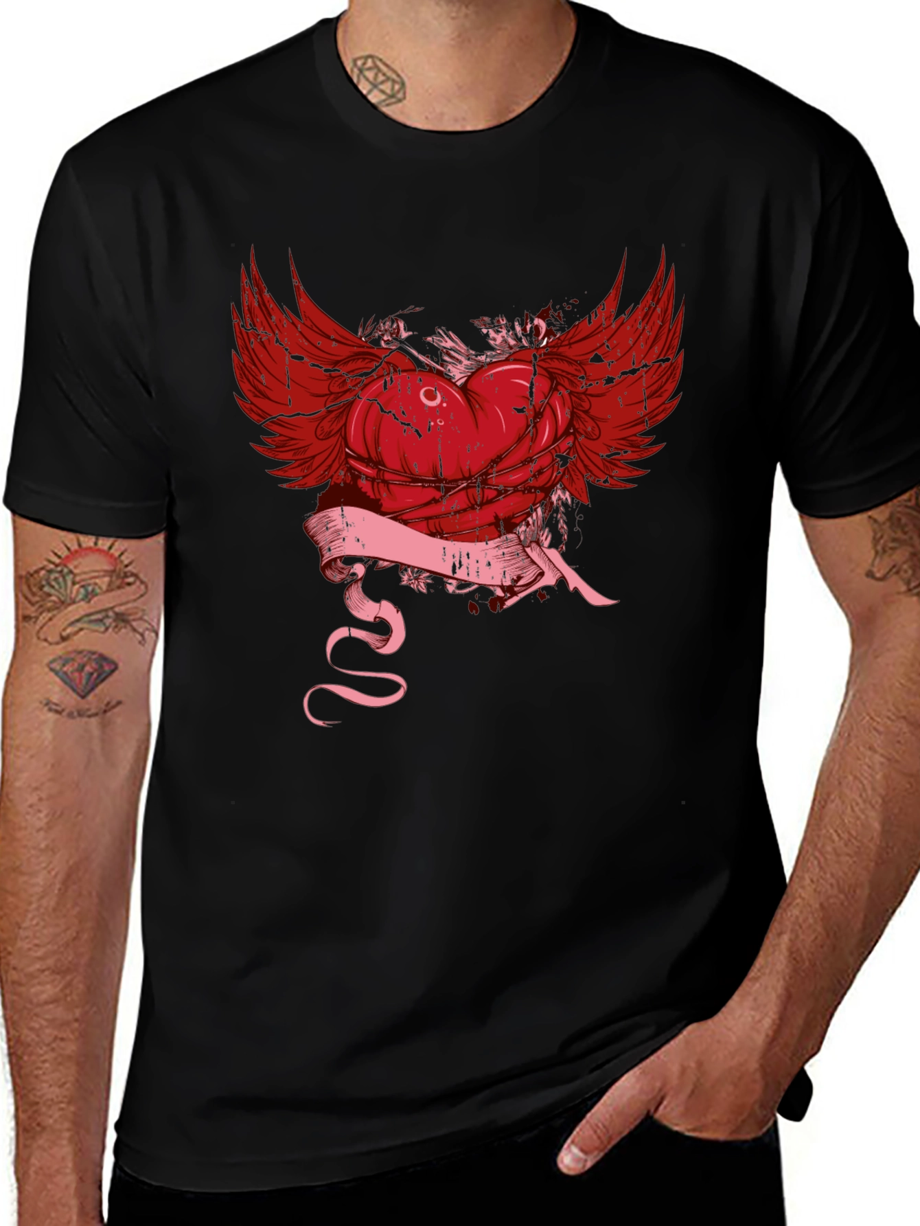 Winged Heart Graphic Tee - Edgy Style