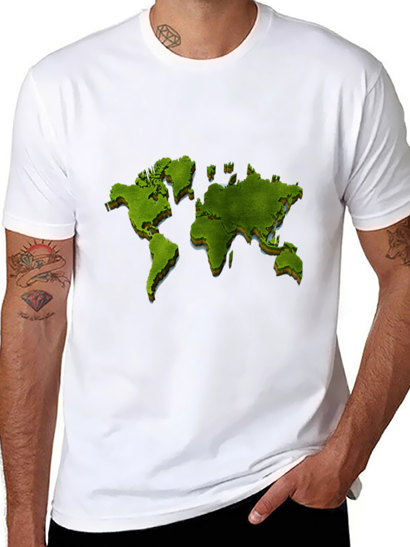 World Map Graphic Print Black T-Shirt