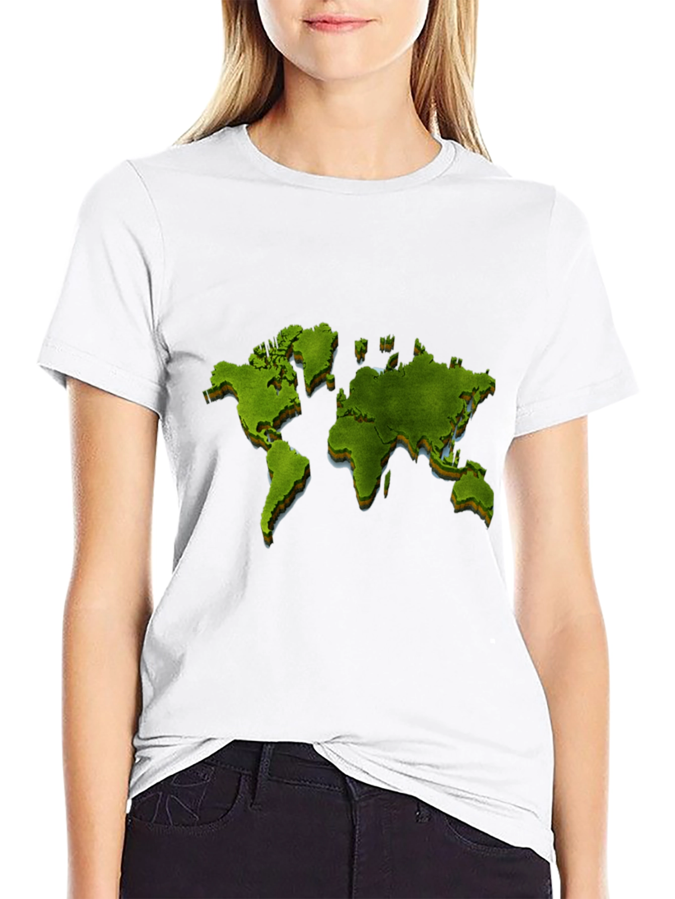World Map Graphic Print Black T-Shirt