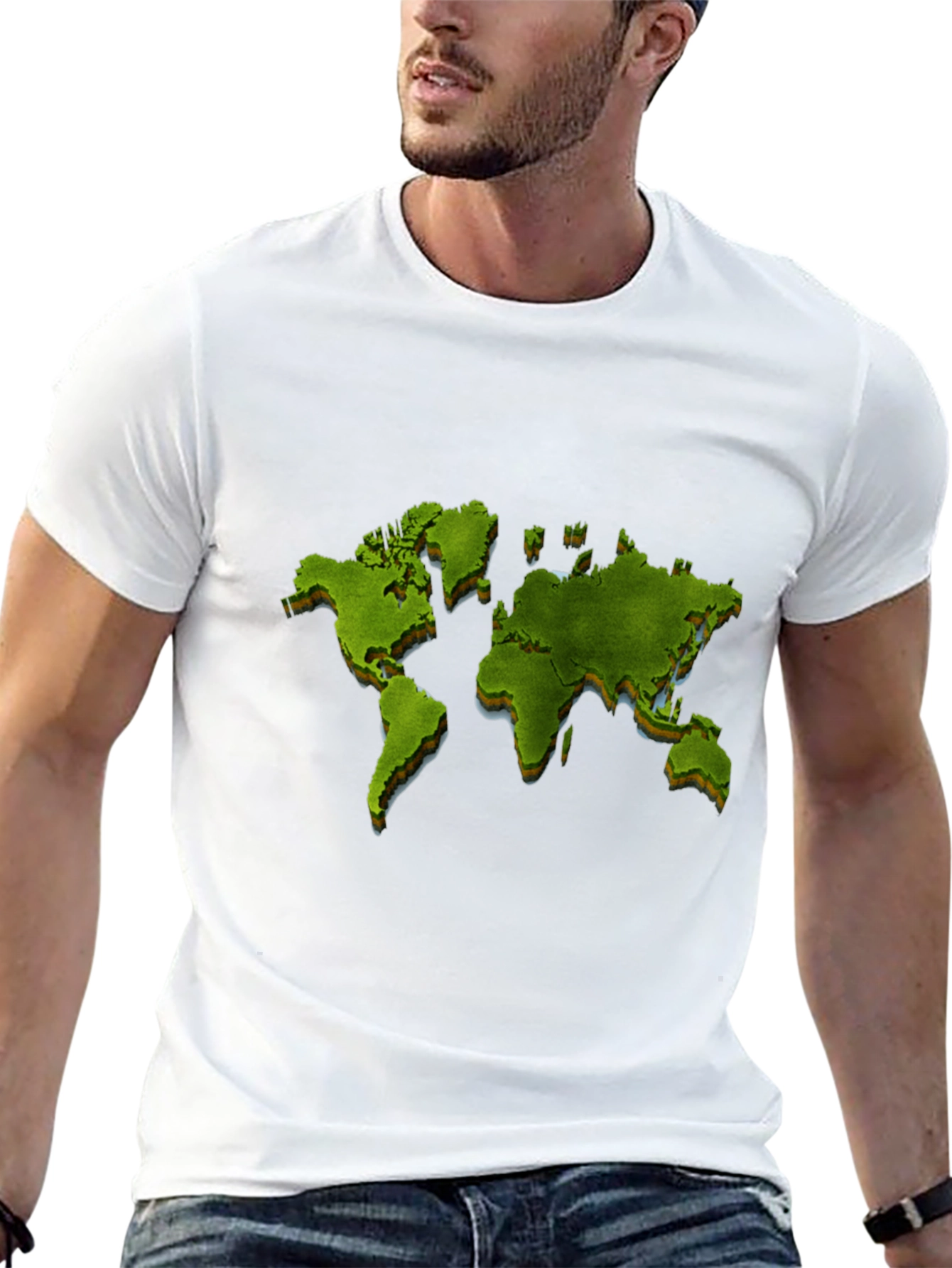 World Map Graphic Print Black T-Shirt
