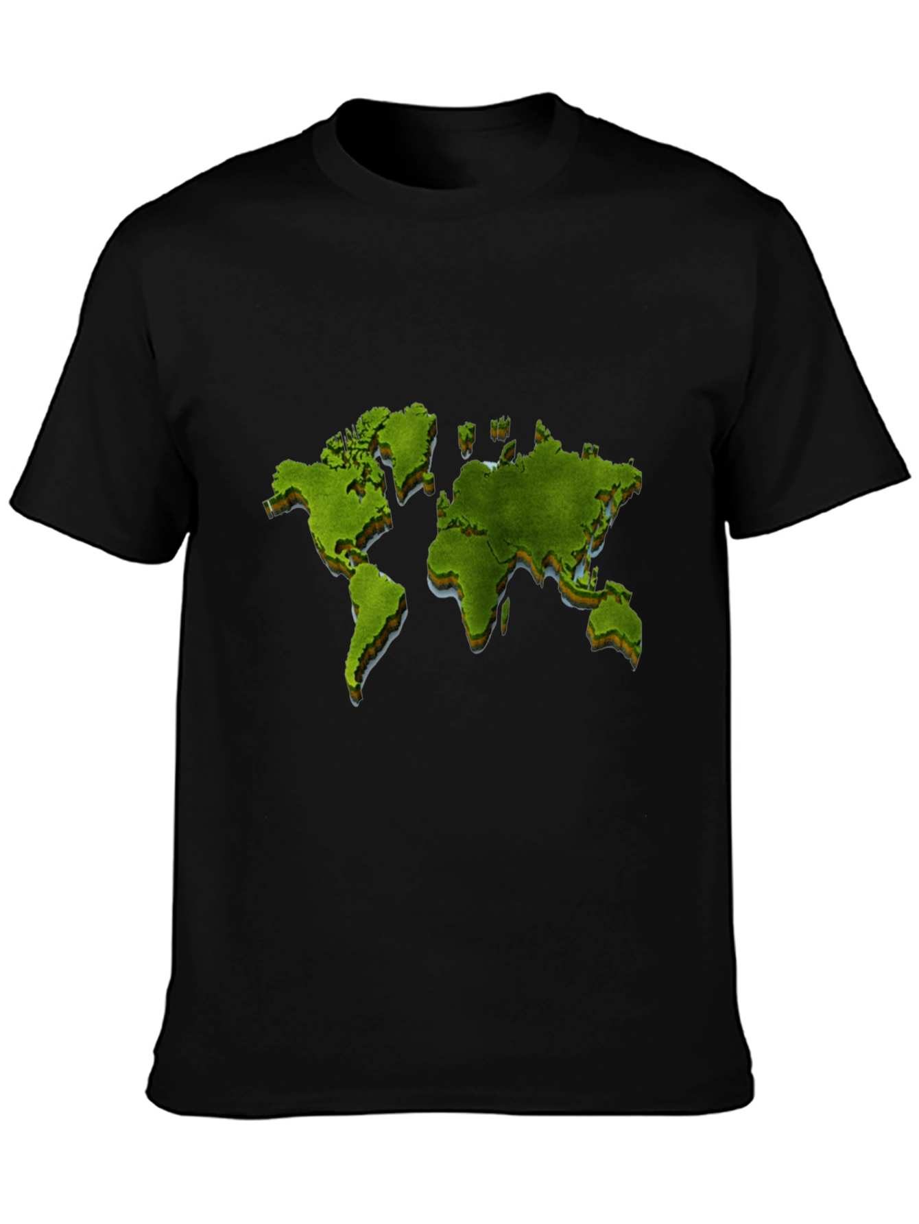 World Map Graphic Print Black T-Shirt