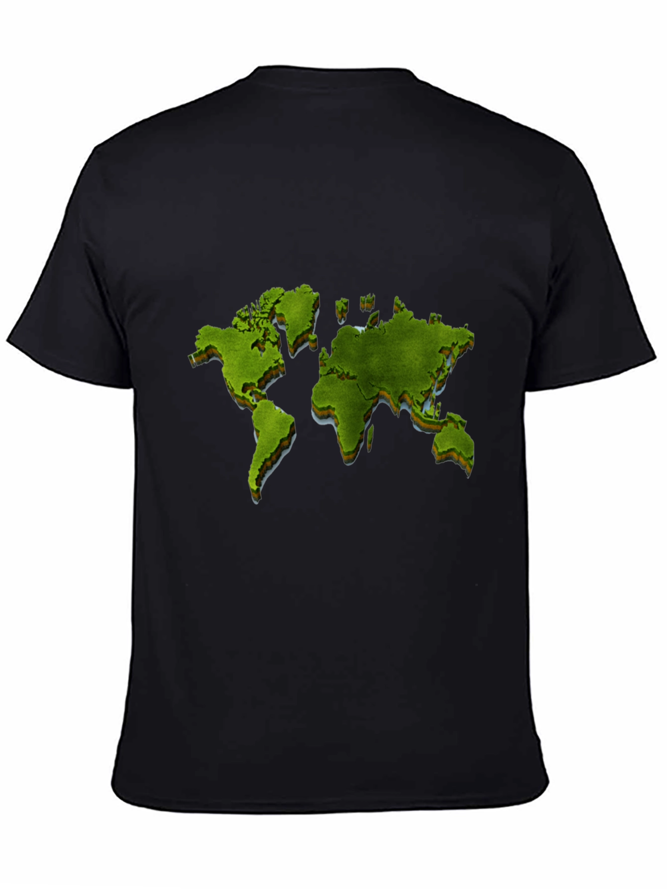 World Map Graphic Print Black T-Shirt