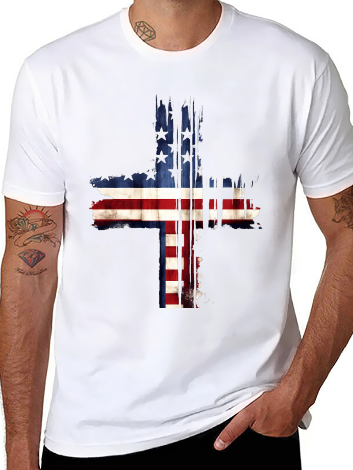 American Flag Cross Graphic Tee