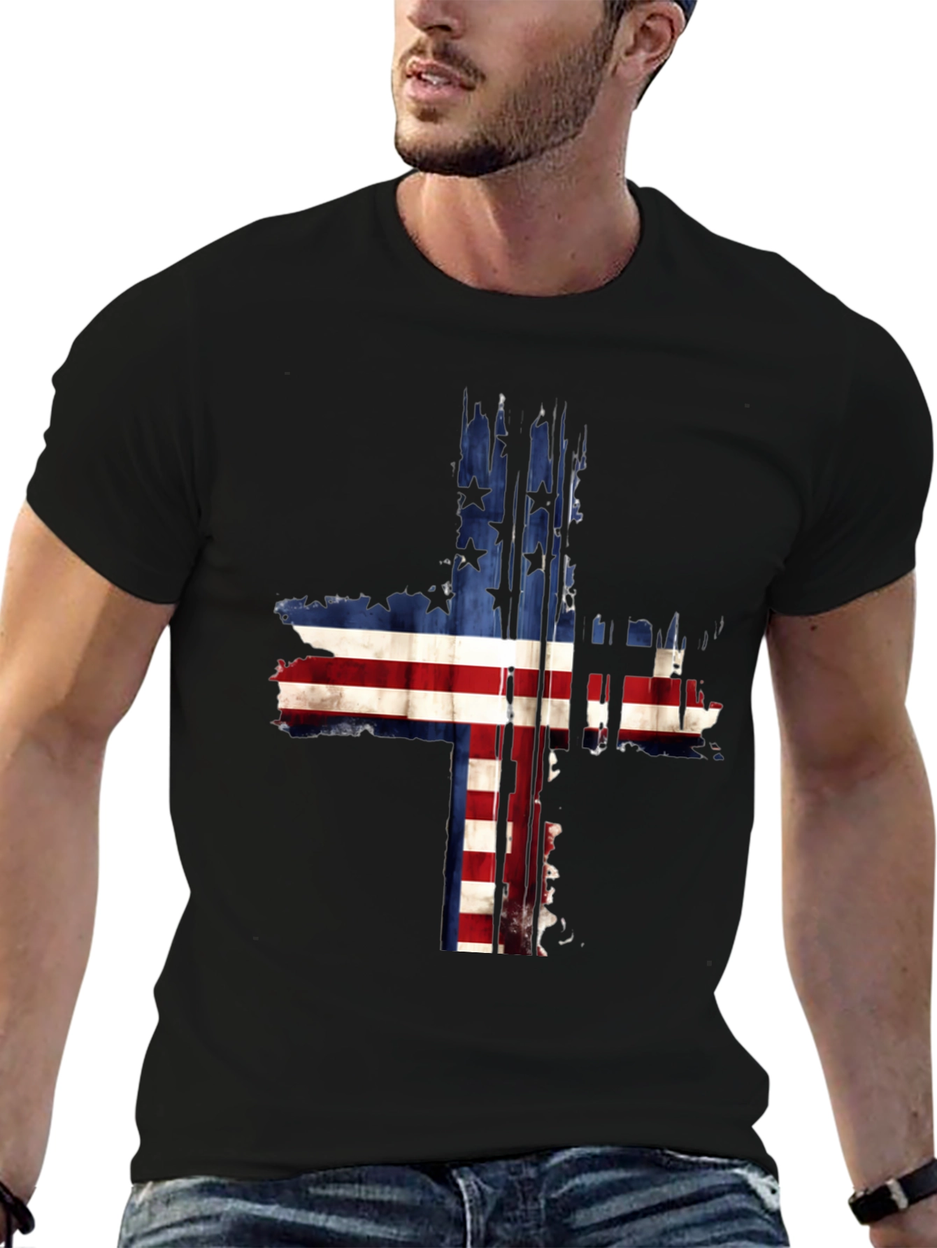 American Flag Cross Graphic Tee